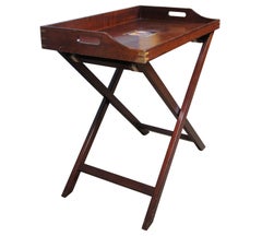 Vintage Caoba Guardias Escoceses Campaña Plegable Mayordomos Barra Seca Mesa Bandeja