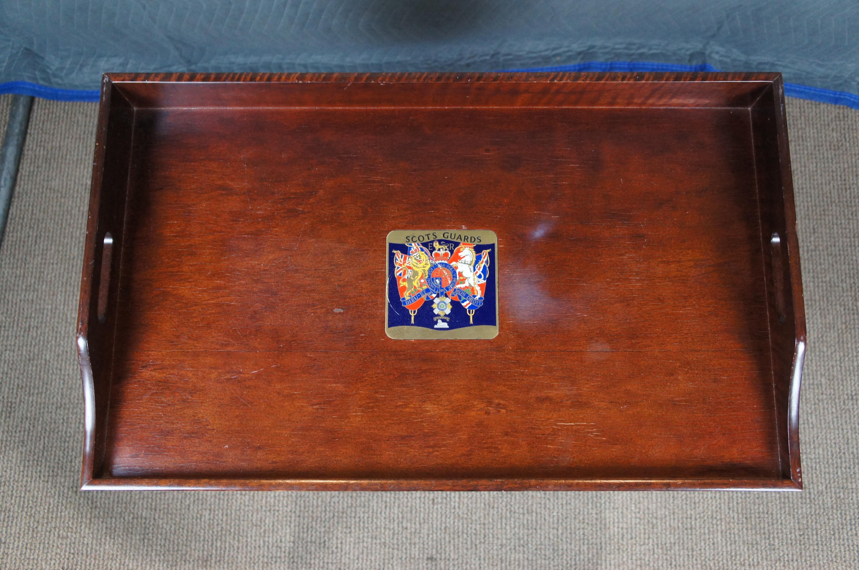 20th Century Vintage Mahogany Scots Guards Campaign Folding Butlers Dry Bar Tray Table