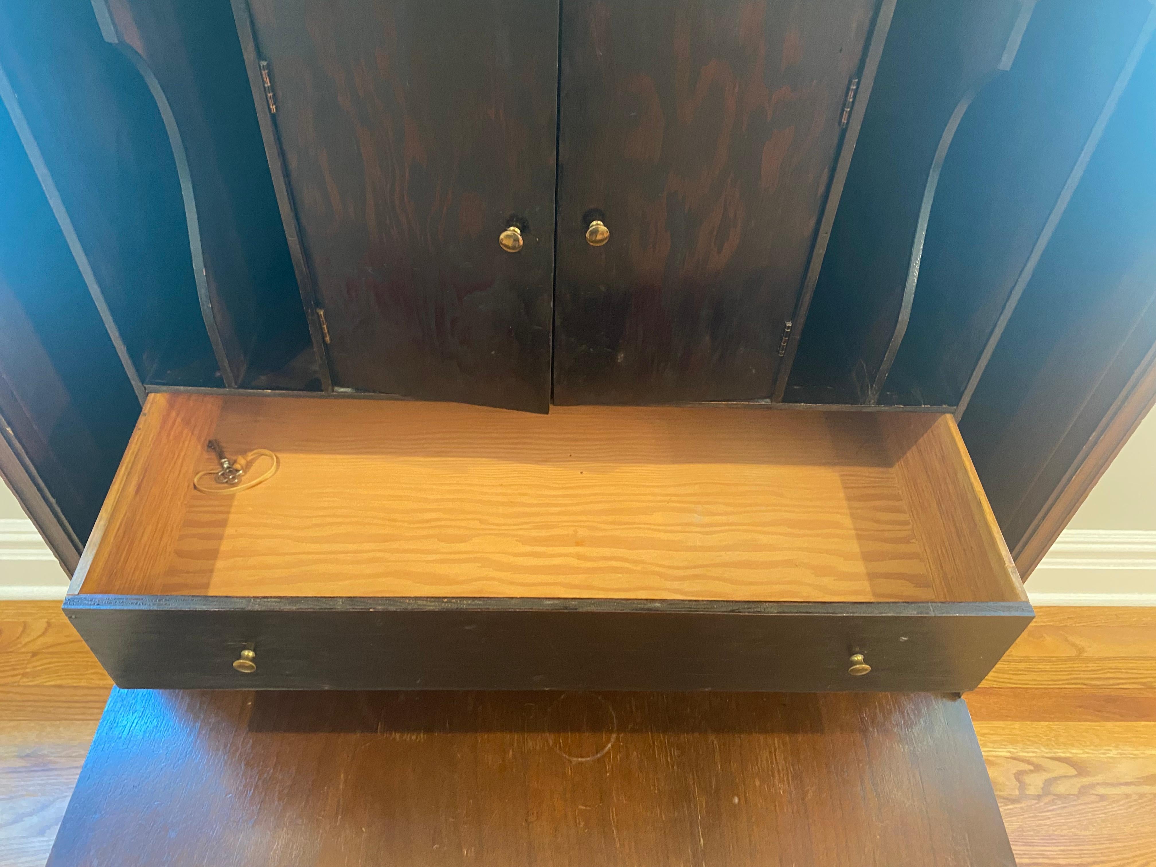 American Vintage Mahogany Secretary with Flip Down Desk and Storage For Sale