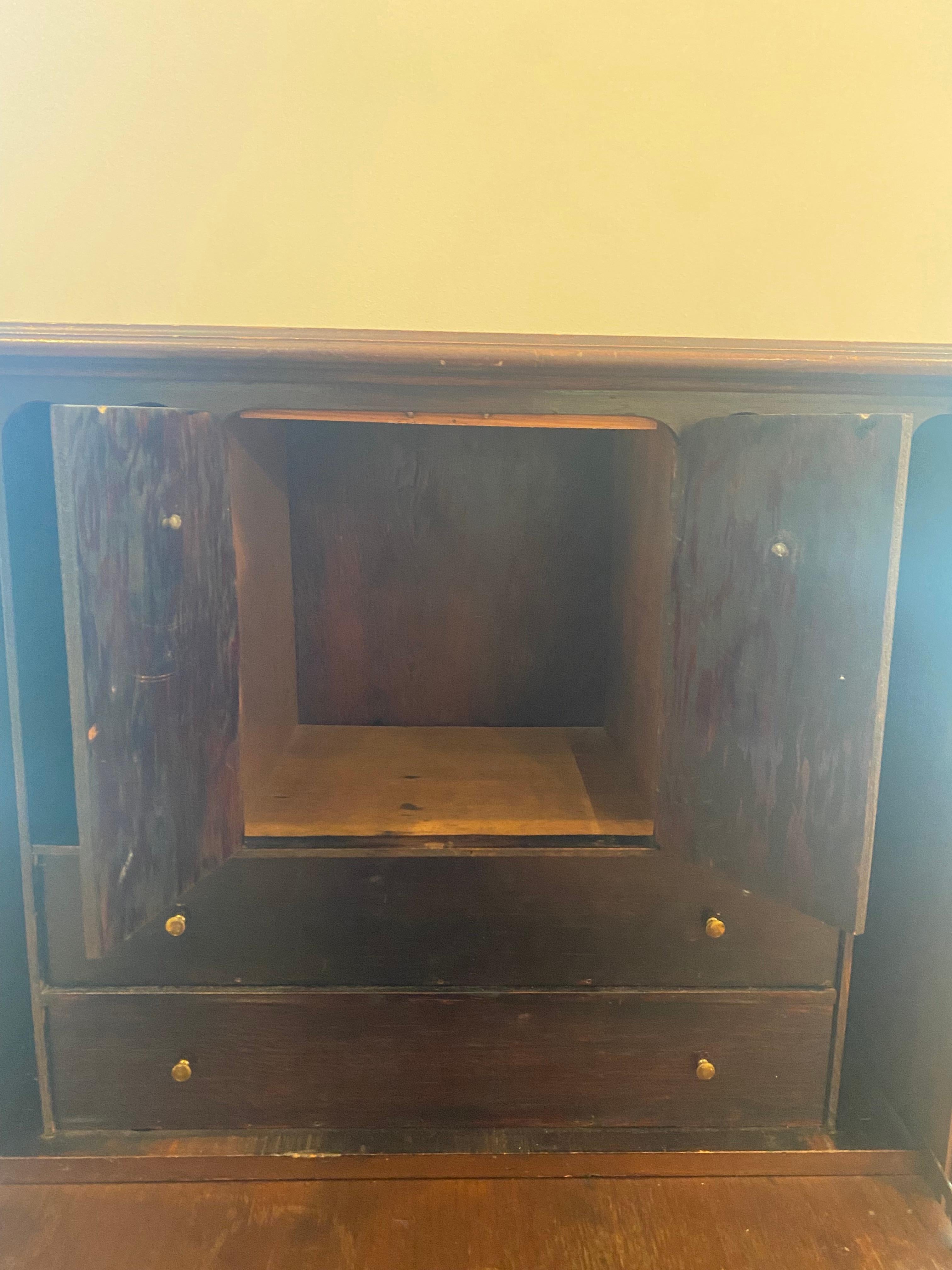 Mid-20th Century Vintage Mahogany Secretary with Flip Down Desk and Storage For Sale