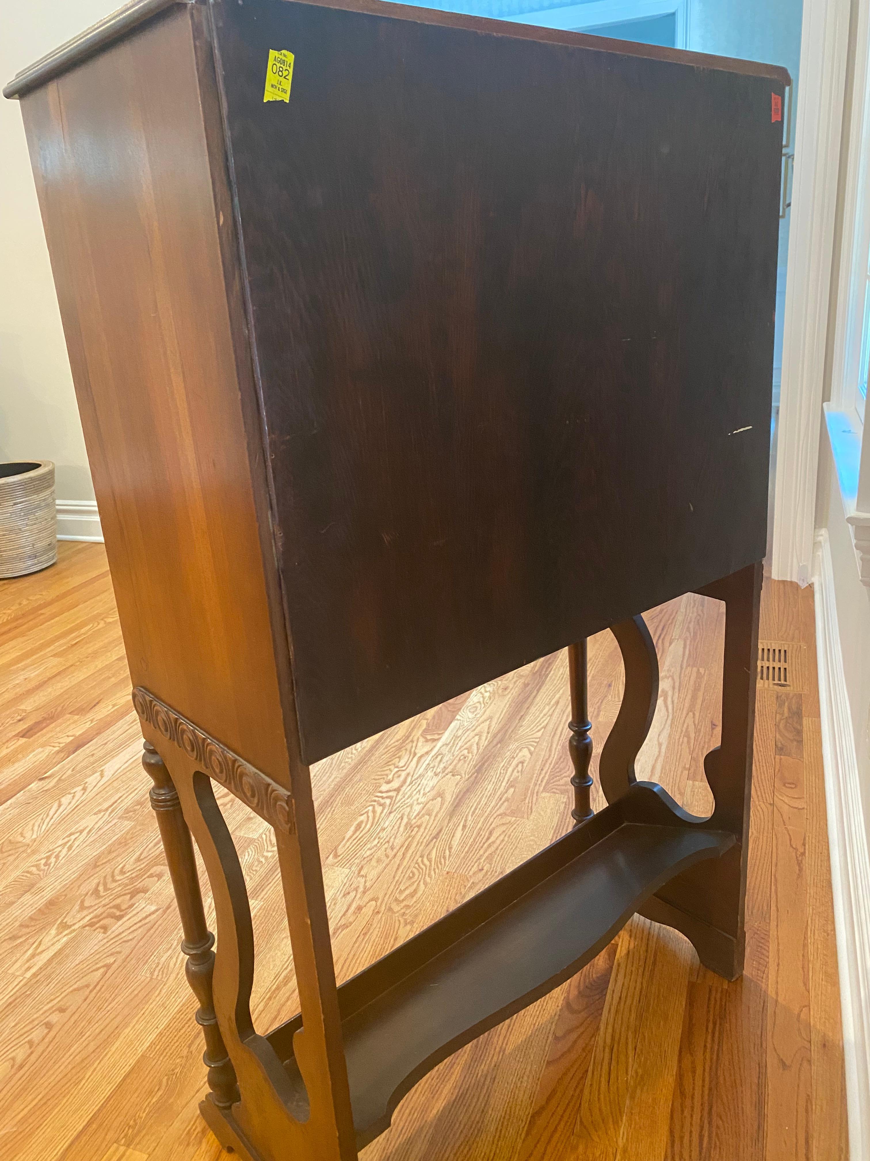 Vintage Mahogany Secretary with Flip Down Desk and Storage For Sale 4