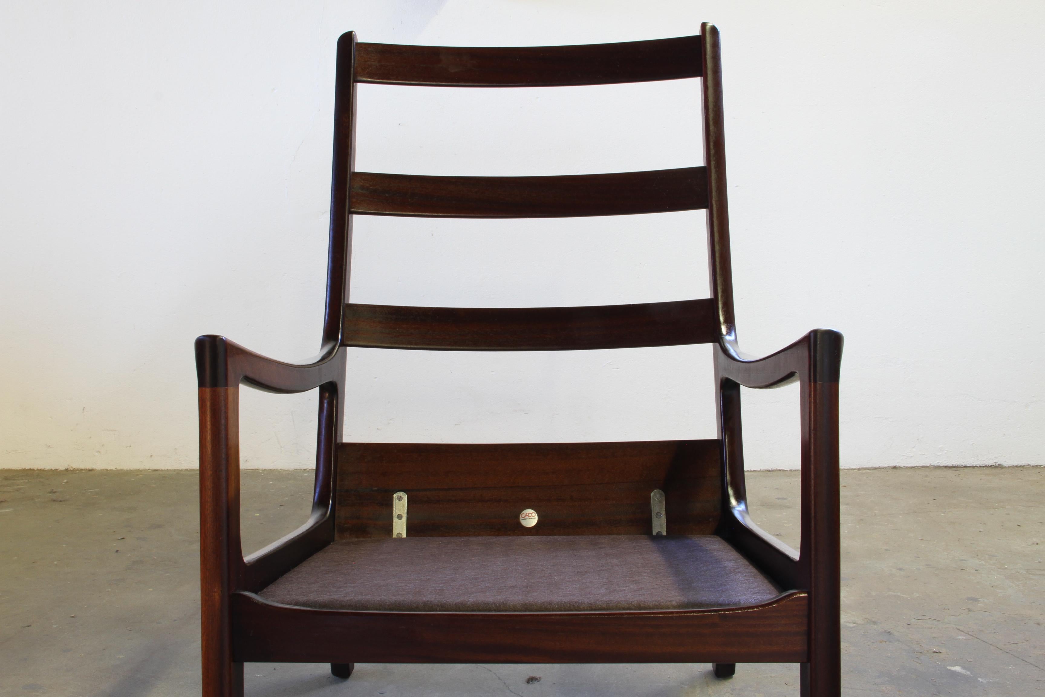 Sedia da salotto con schienale alto Senator in mogano vintage di Ole Wanscher per Cado, anni '60 in vendita 10