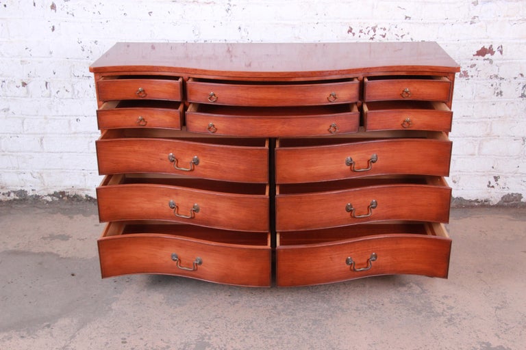 Vintage Mahogany Serpentine 10Drawer Dresser or Credenza by