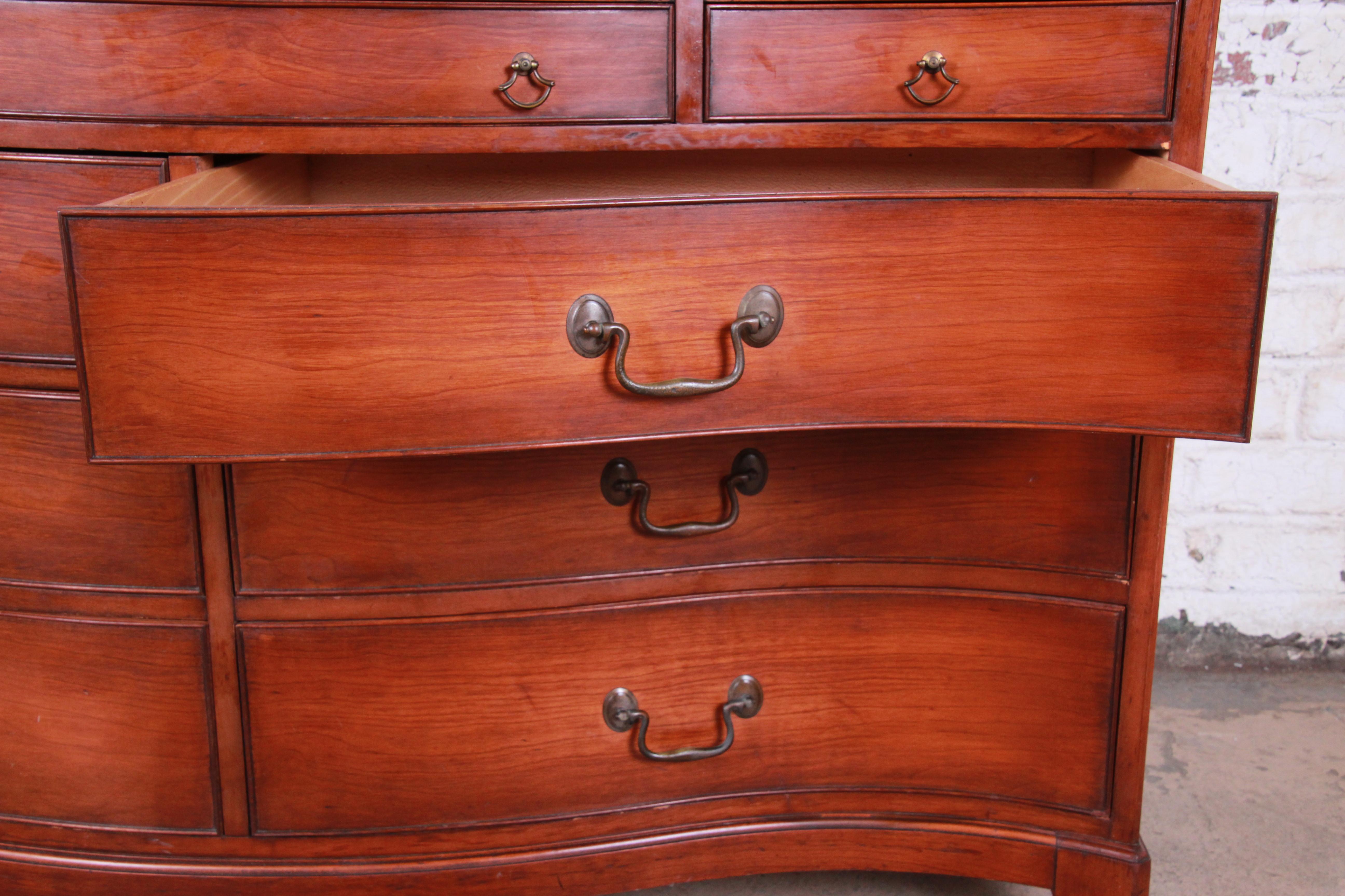 Georgian Vintage Mahogany Serpentine 10-Drawer Dresser or Credenza by Morganton