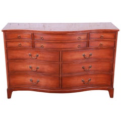 Vintage Mahogany Serpentine 10-Drawer Dresser or Credenza by Morganton