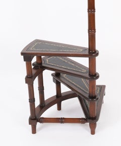 Juego de Escalones de Biblioteca Vintage de Caoba Siglo XX