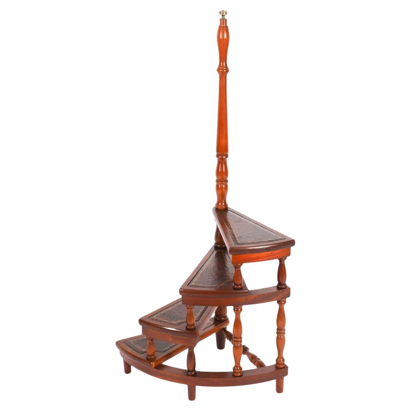 Vintage Mahogany Set of Spiral Library Steps 20th Century For Sale