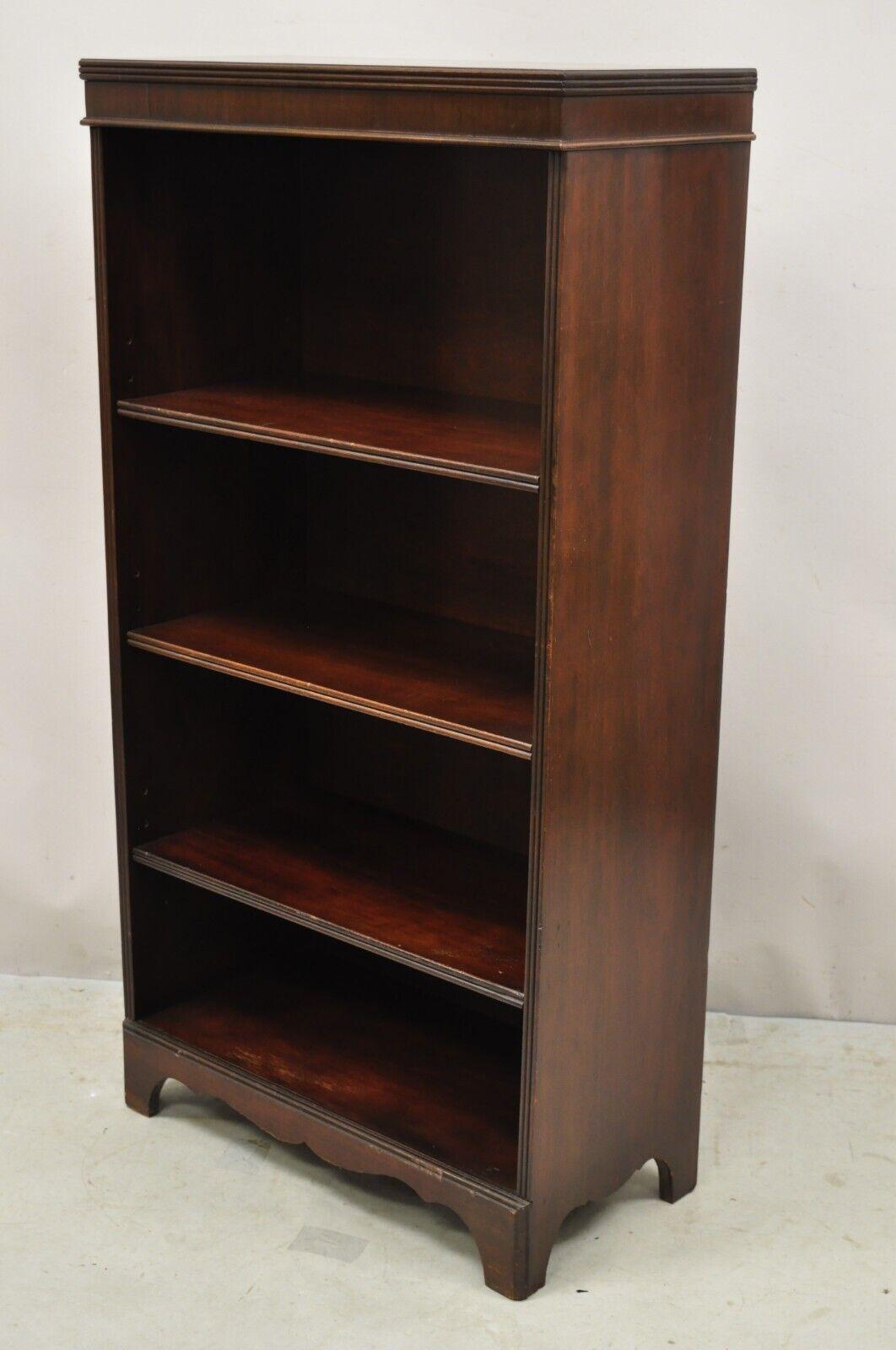 Vintage Mahogany Sheraton Style Open 3 Shelf Bookcase Bookshelf Stand 6