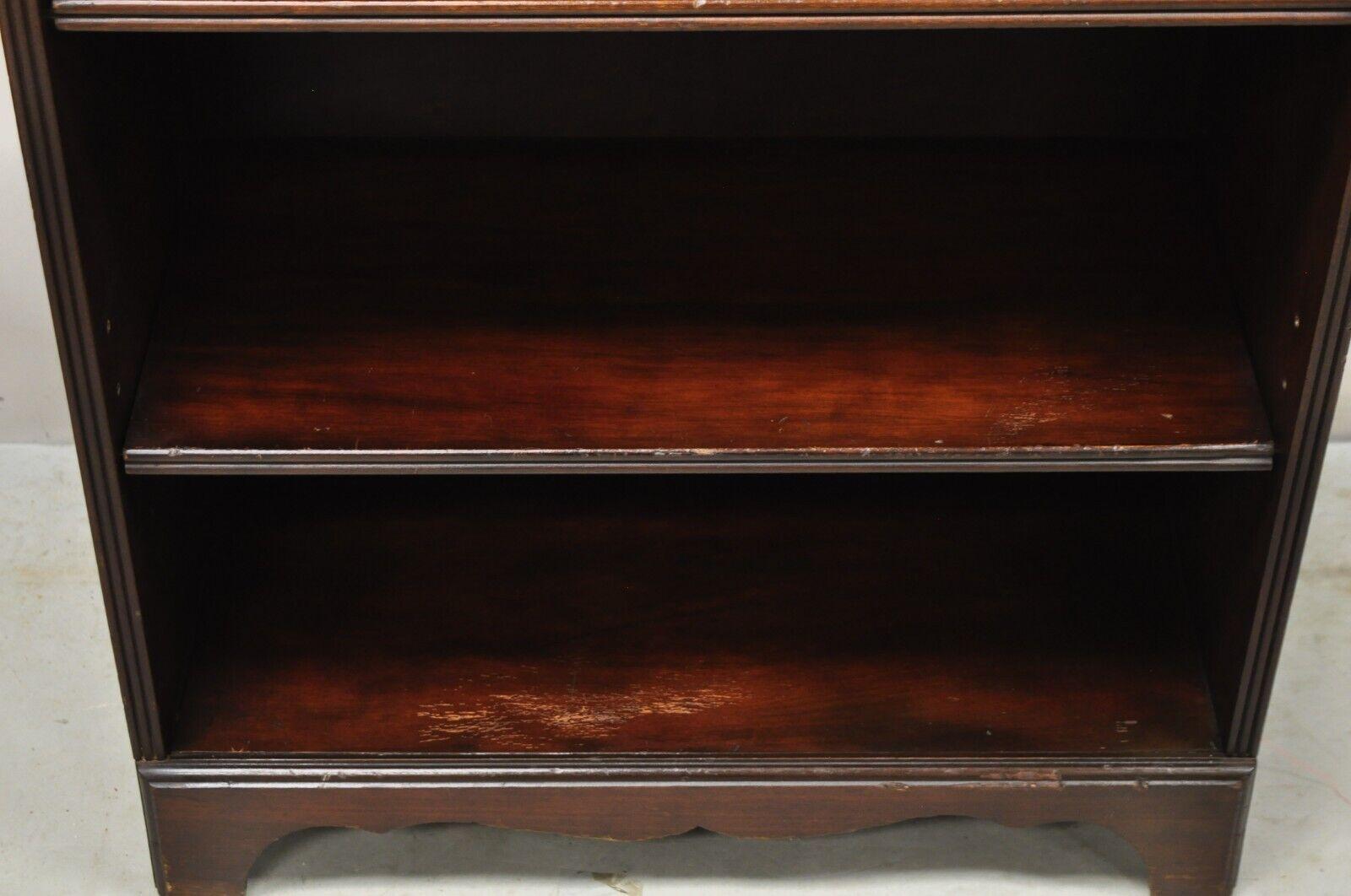 20th Century Vintage Mahogany Sheraton Style Open 3 Shelf Bookcase Bookshelf Stand