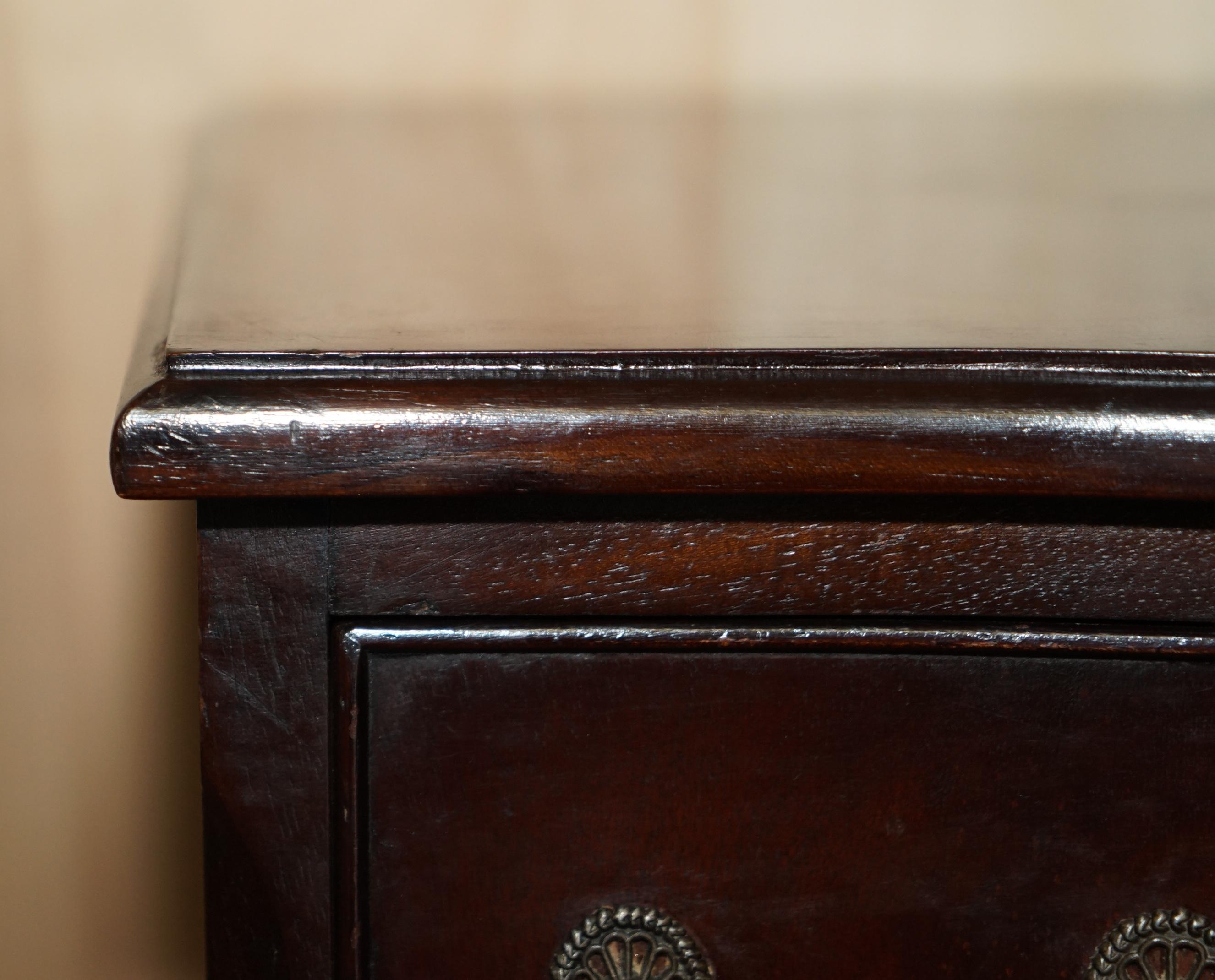 Hand-Crafted Vintage Hardwood Side End Lamp Table Sized Serpentine Fronted Chest of Drawers For Sale