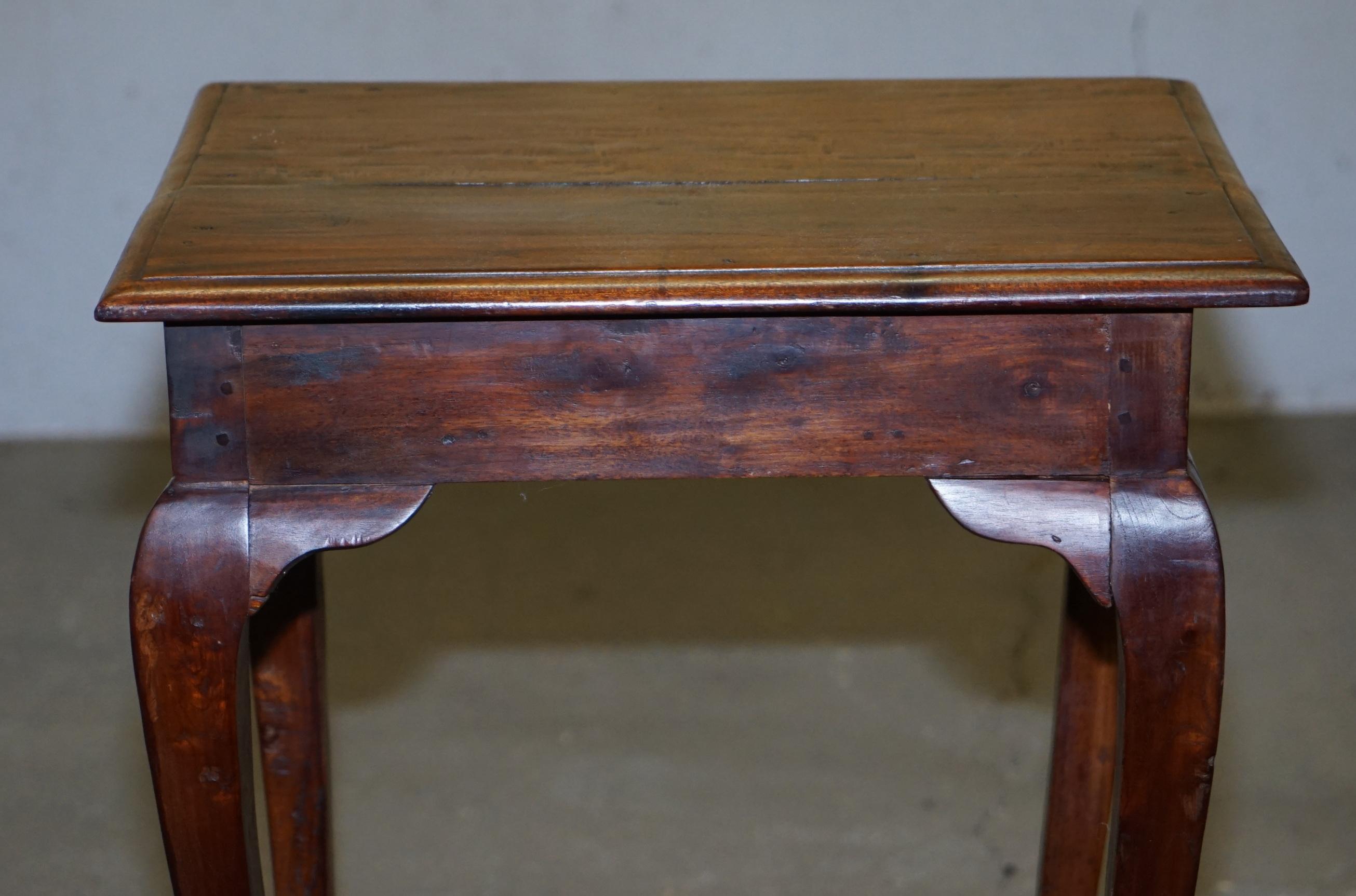 Vintage Hardwood Single Drawer Side Table Made Using Traditional Dowels 4