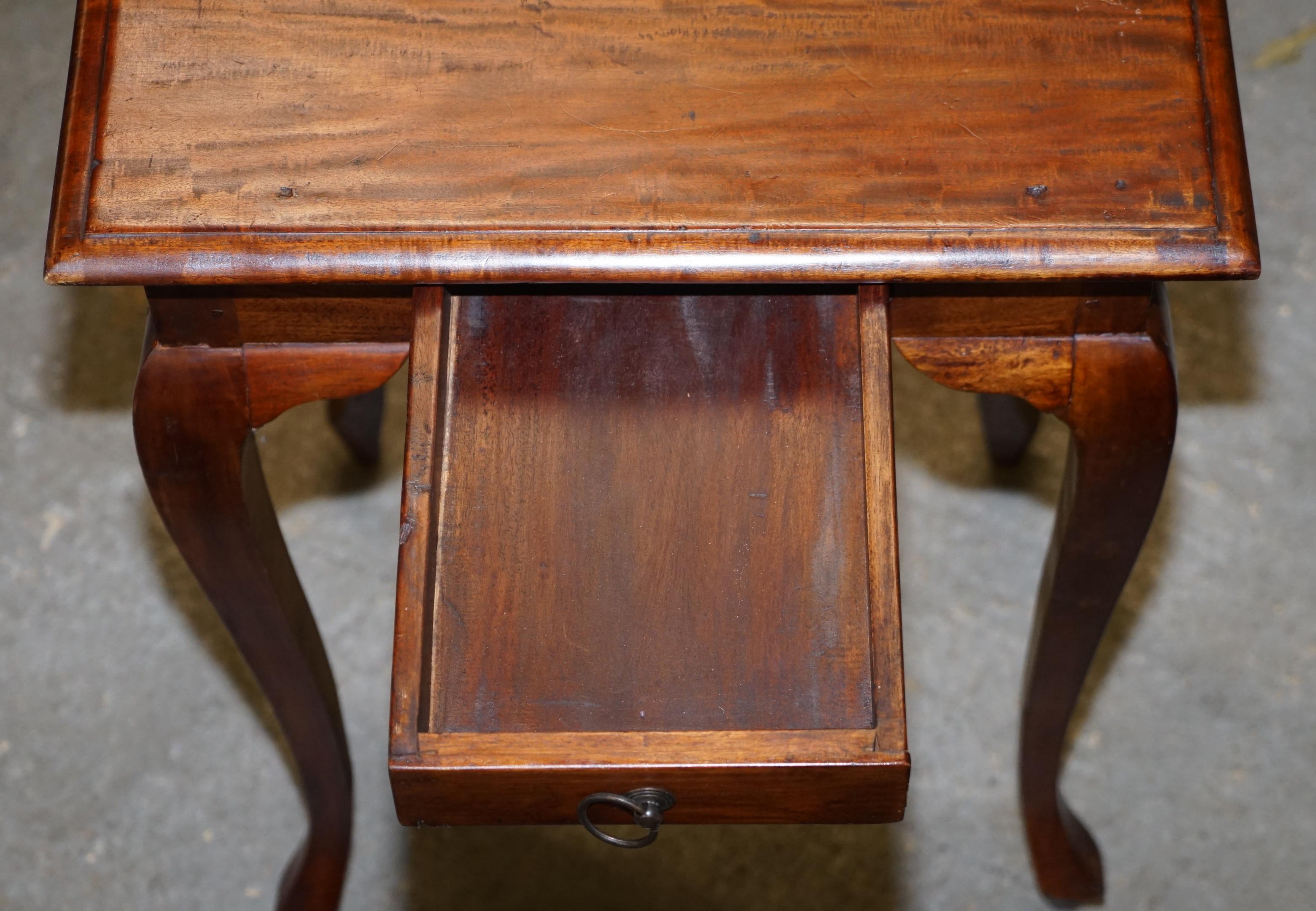 Vintage Hardwood Single Drawer Side Table Made Using Traditional Dowels 10