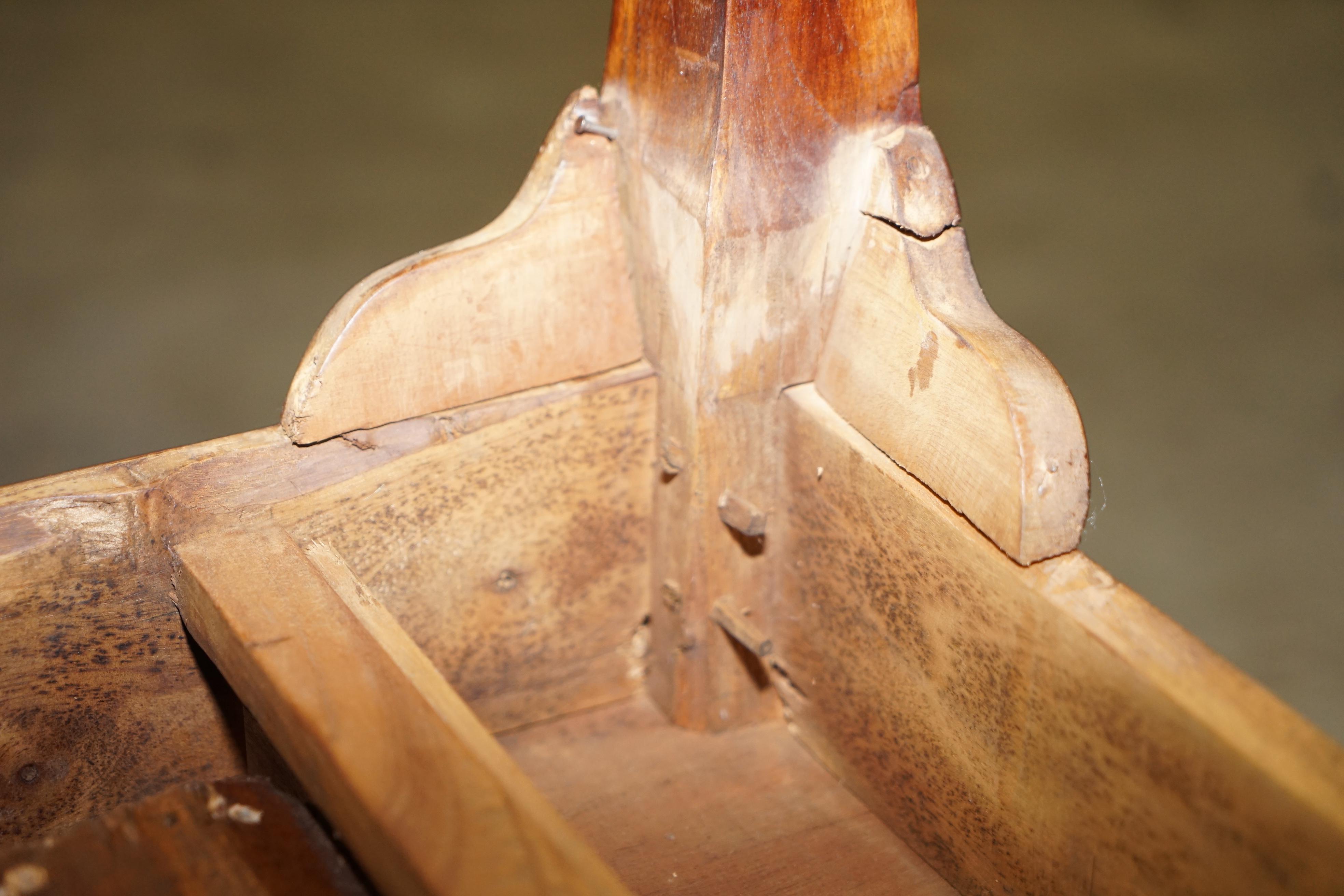 Vintage Hardwood Single Drawer Side Table Made Using Traditional Dowels 13