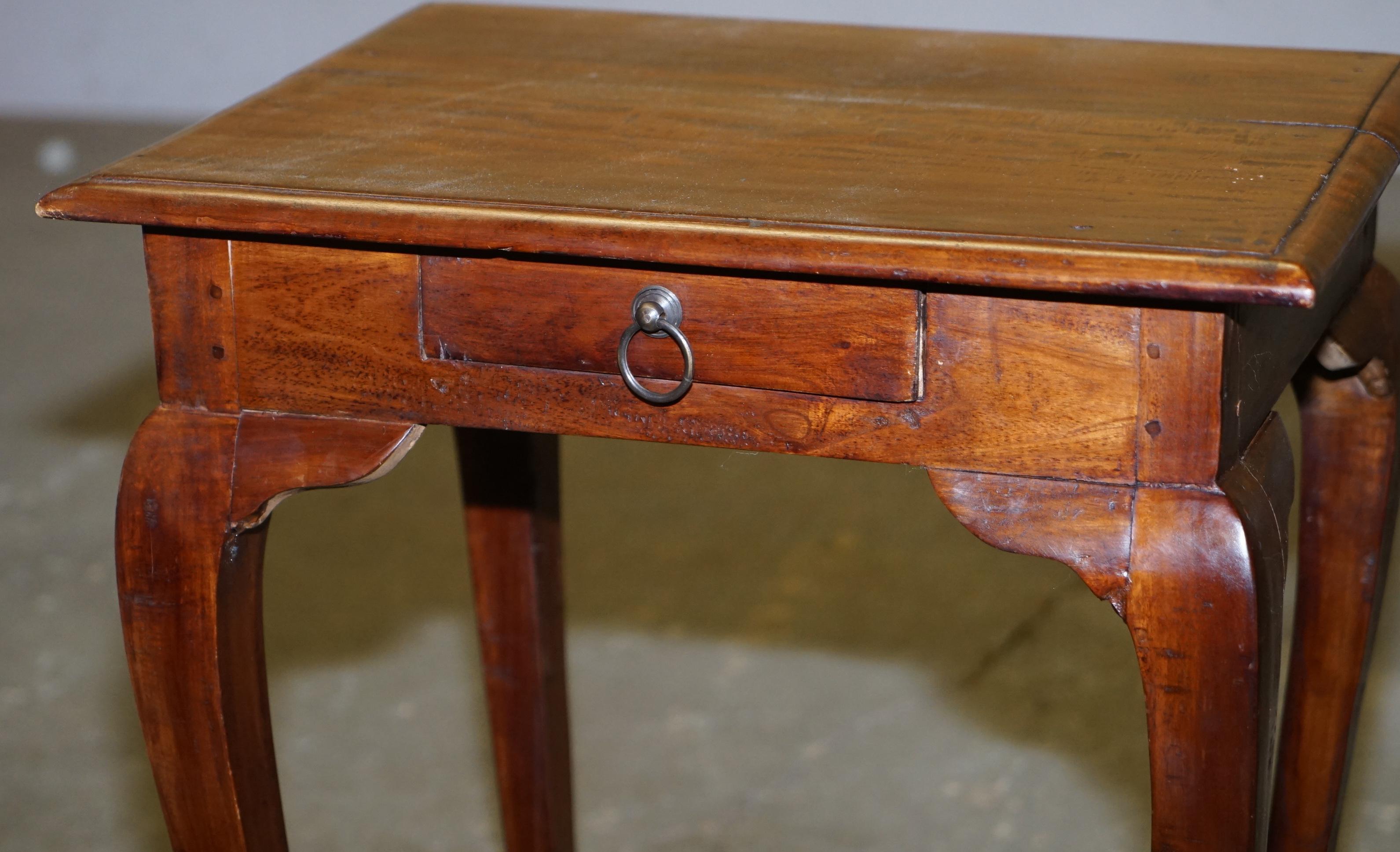 Modern Vintage Hardwood Single Drawer Side Table Made Using Traditional Dowels