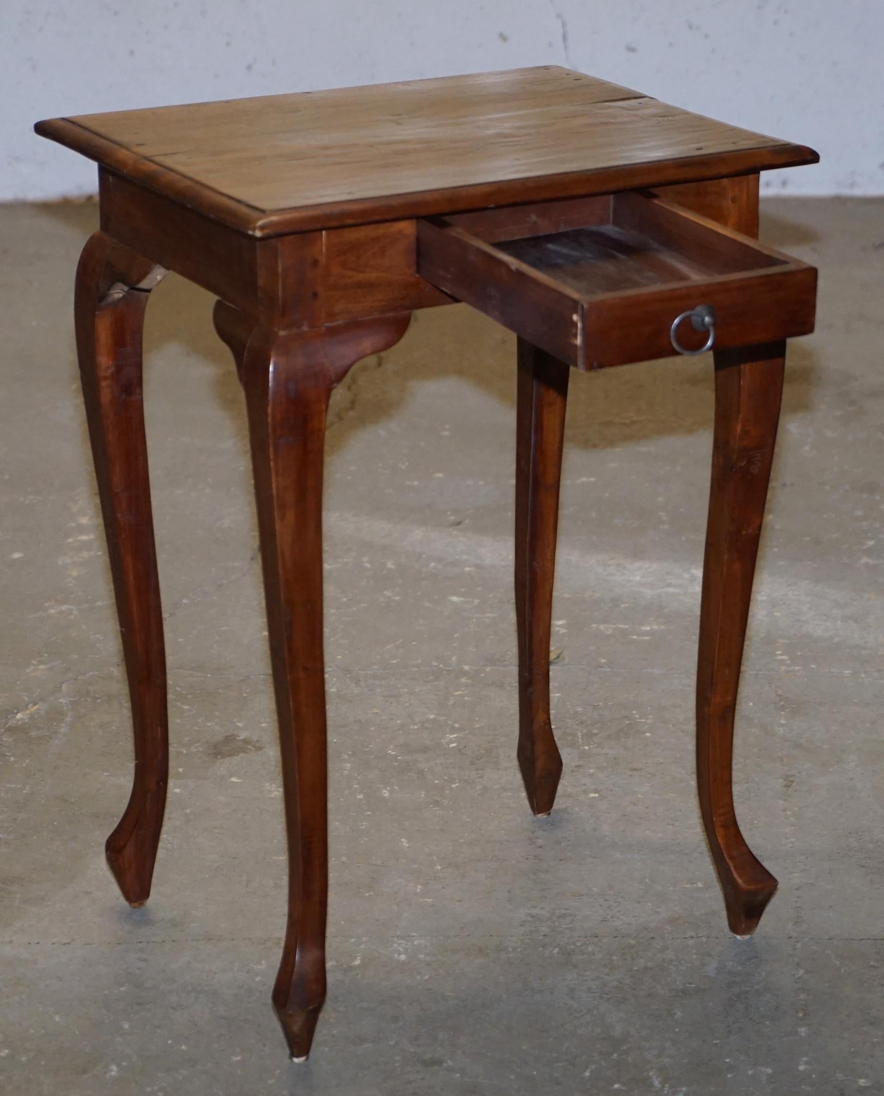 English Vintage Hardwood Single Drawer Side Table Made Using Traditional Dowels