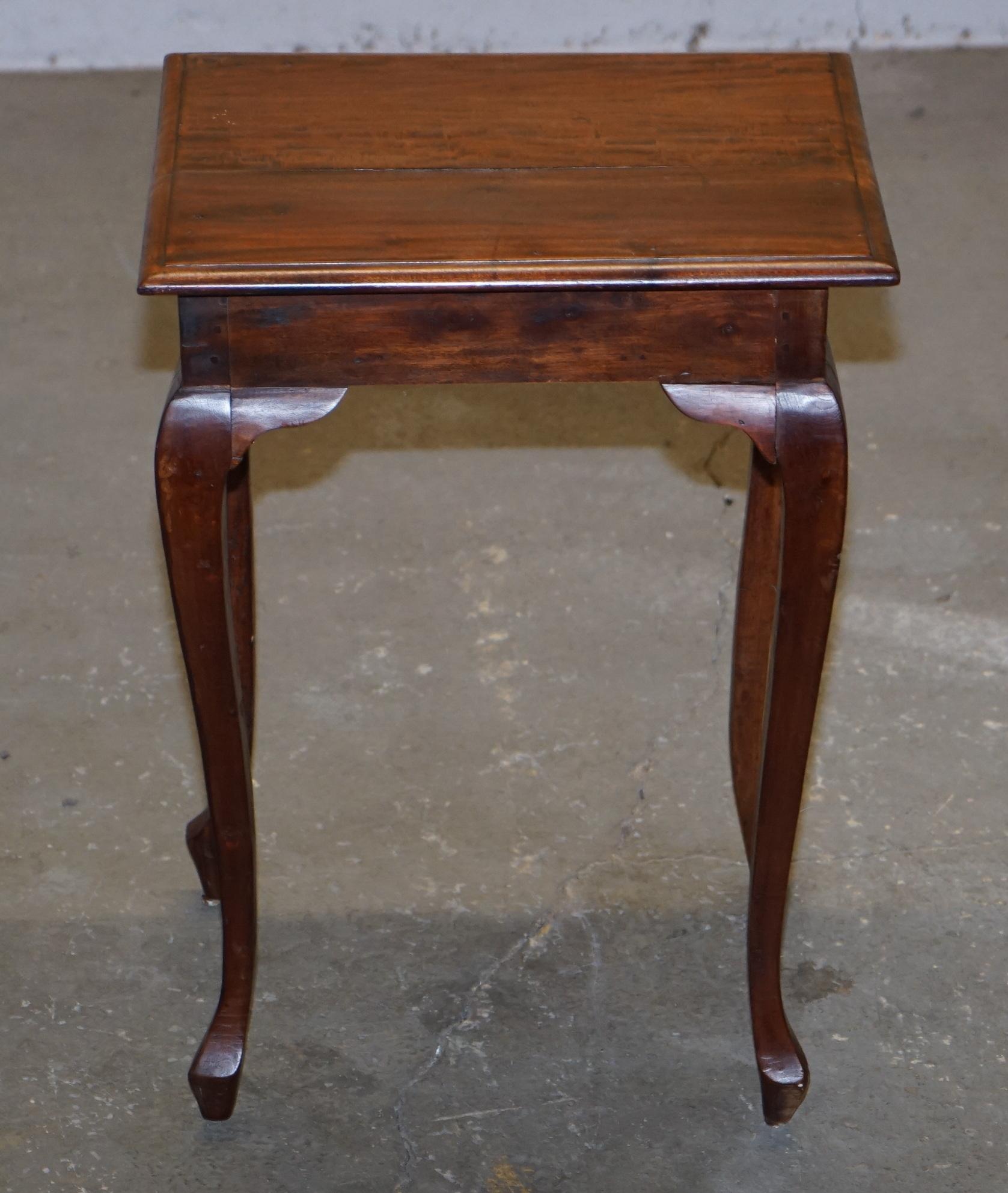 Vintage Hardwood Single Drawer Side Table Made Using Traditional Dowels 1