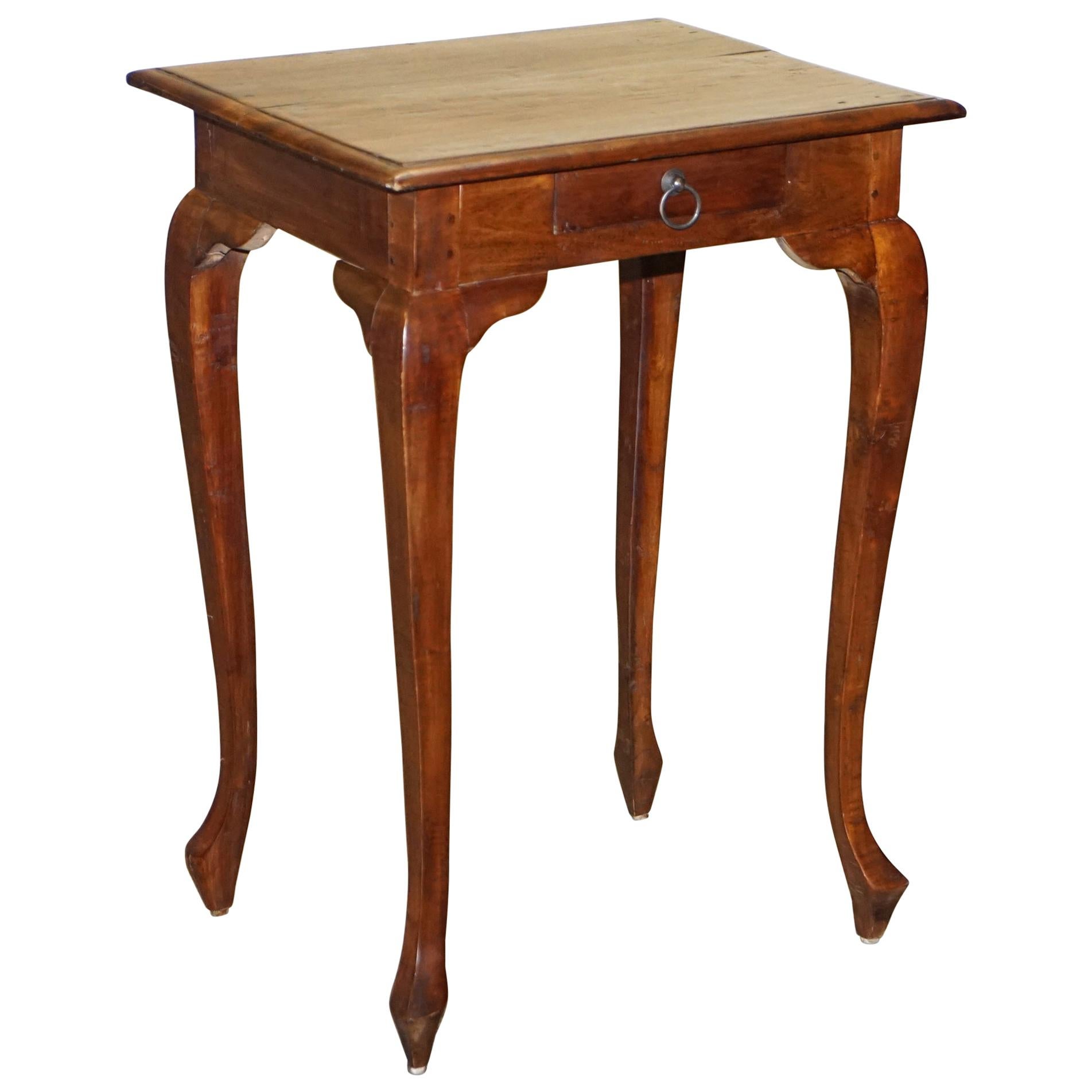 Vintage Hardwood Single Drawer Side Table Made Using Traditional Dowels