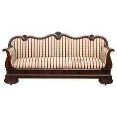 Antique Mahogany Sofa, Biedermeier Style, 19th Century