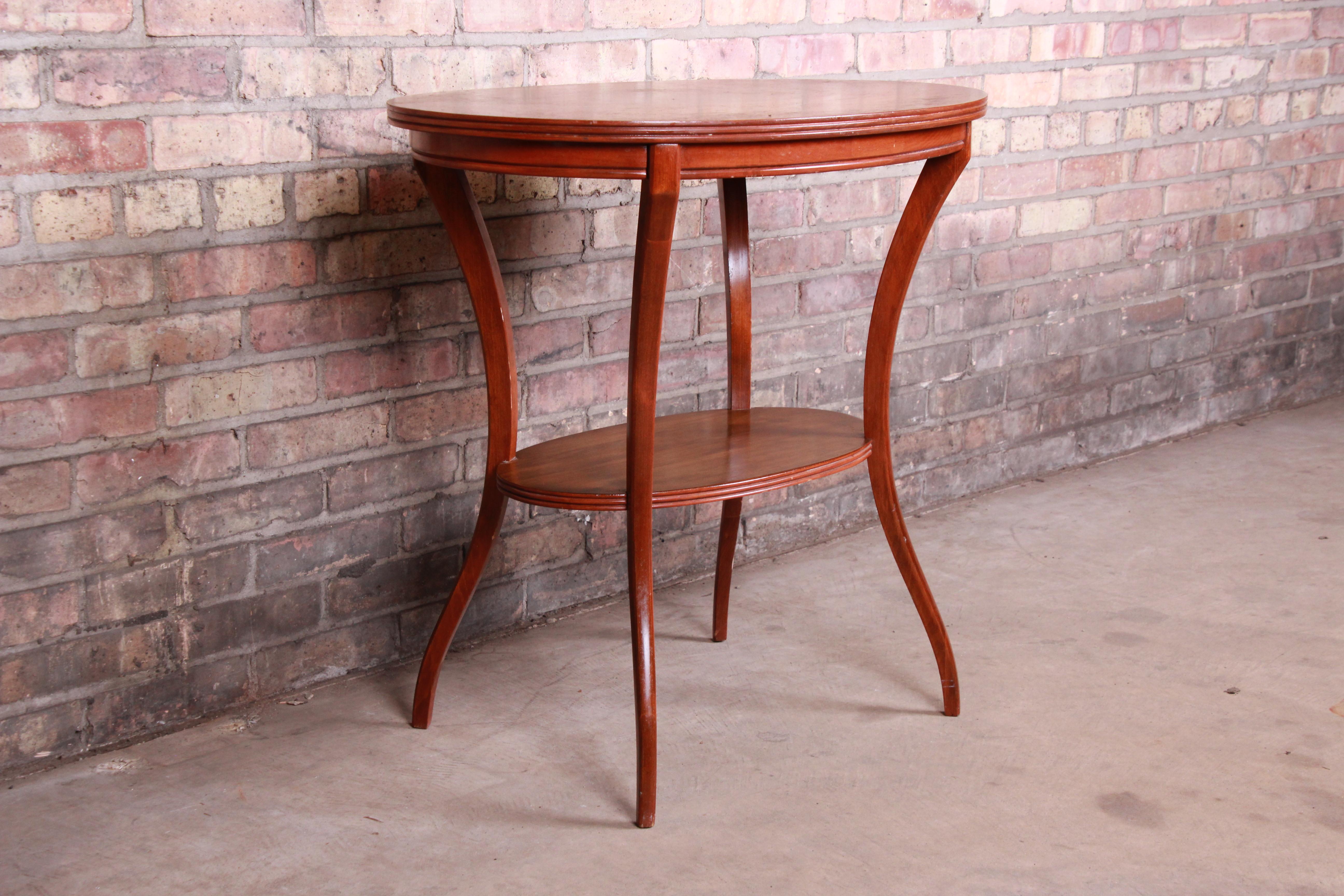 Vintage Mahogany Swag Leg Two-Tier Occasional Side Table In Good Condition In South Bend, IN