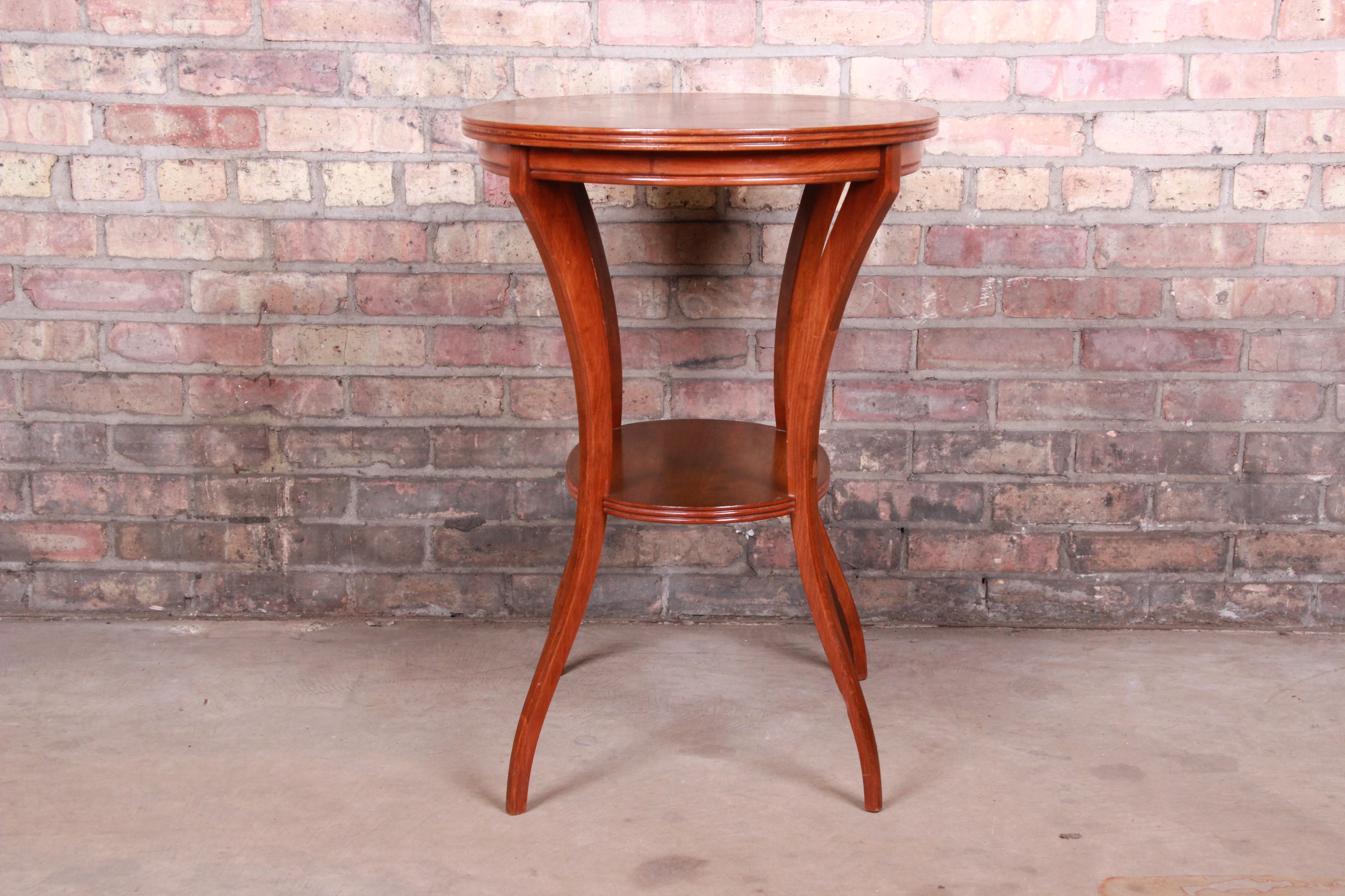Vintage Mahogany Swag Leg Two-Tier Occasional Side Table 2