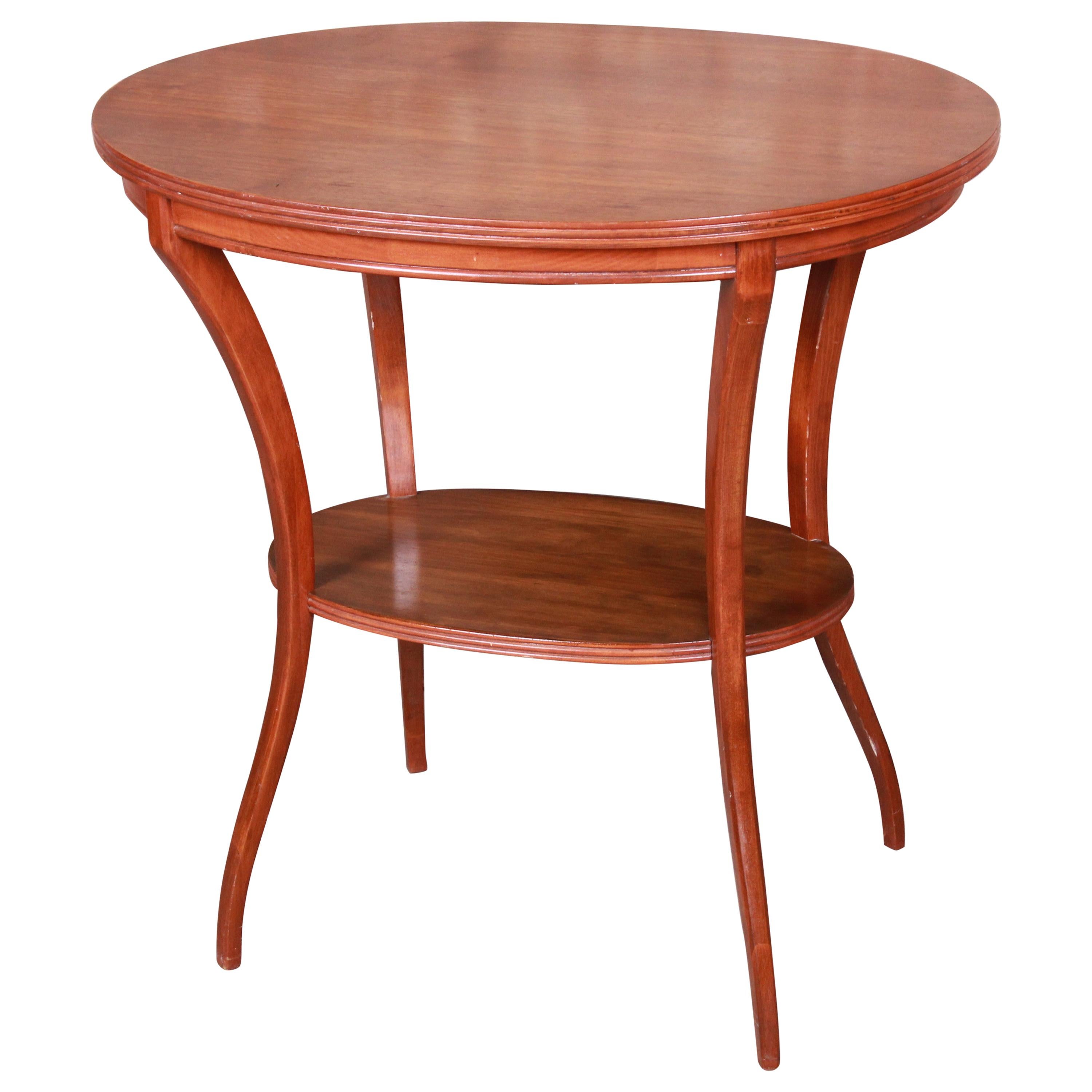 Vintage Mahogany Swag Leg Two-Tier Occasional Side Table