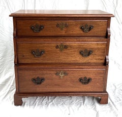 Vintage Mahogany Three Draw Small Chest or Night Stand with Step Back Drawers