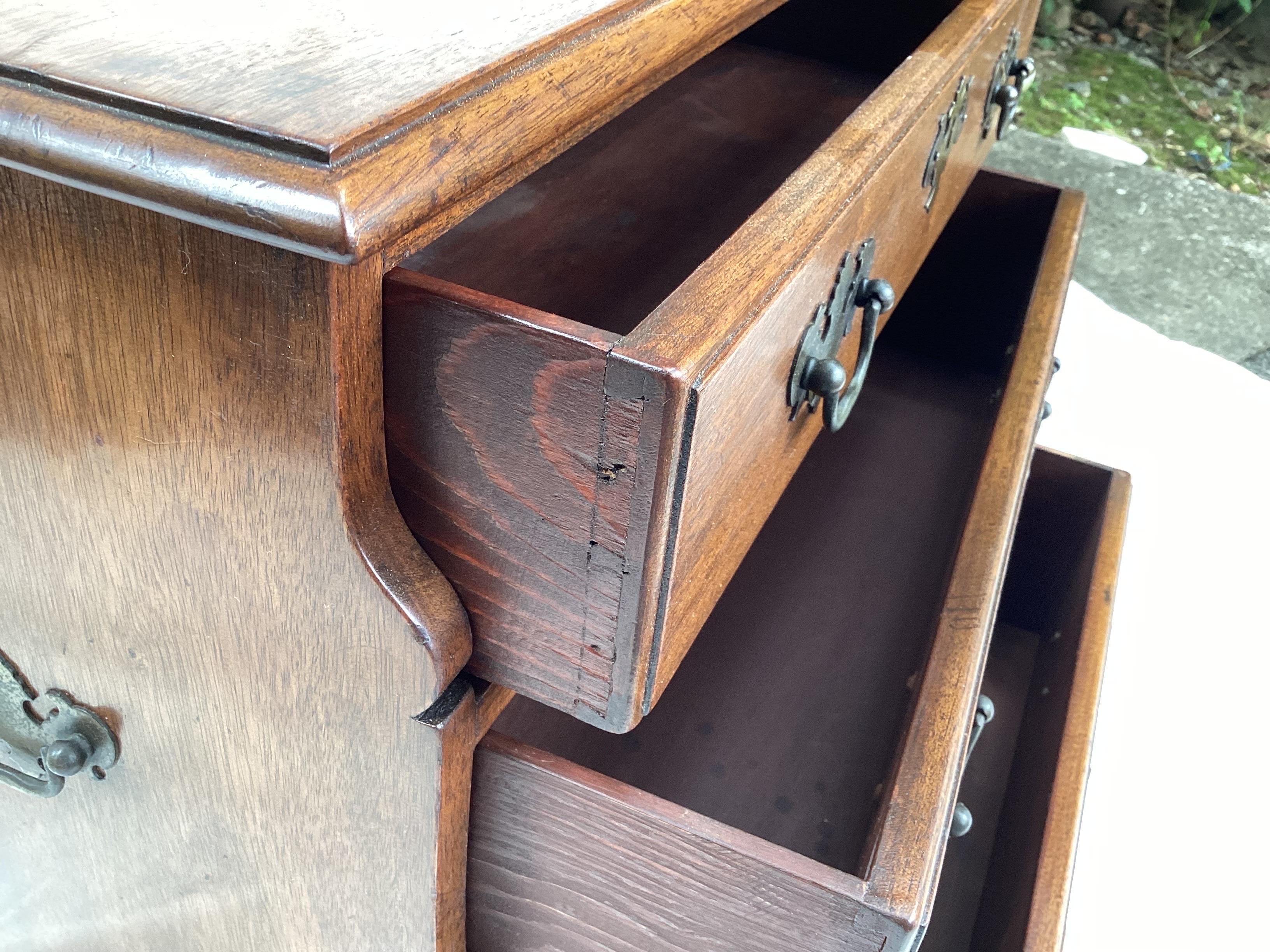 20th Century Vintage Mahogany Three Draw Small Chest or Night Stand with Step Back Drawers For Sale