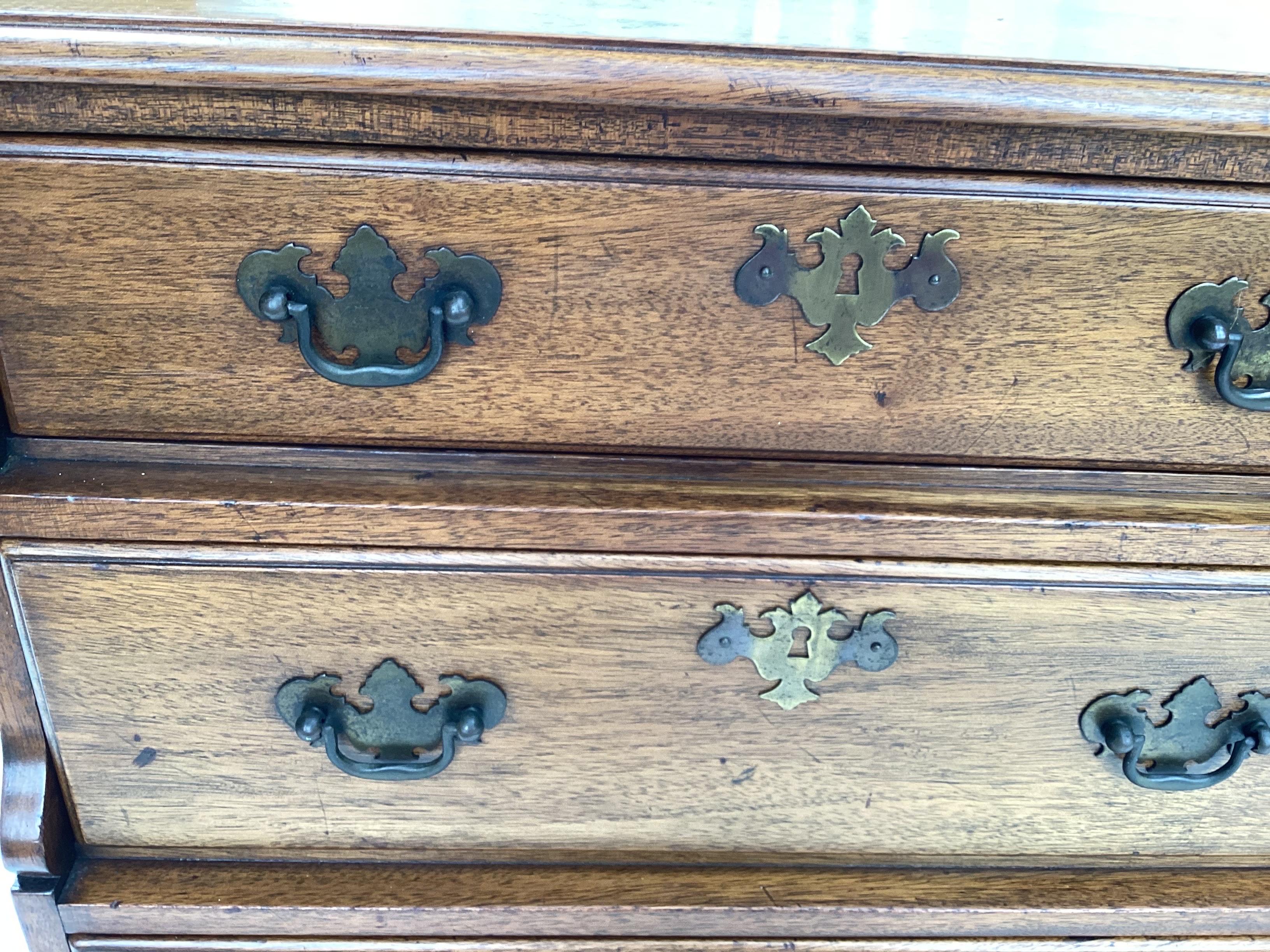 Cherry Vintage Mahogany Three Draw Small Chest or Night Stand with Step Back Drawers For Sale