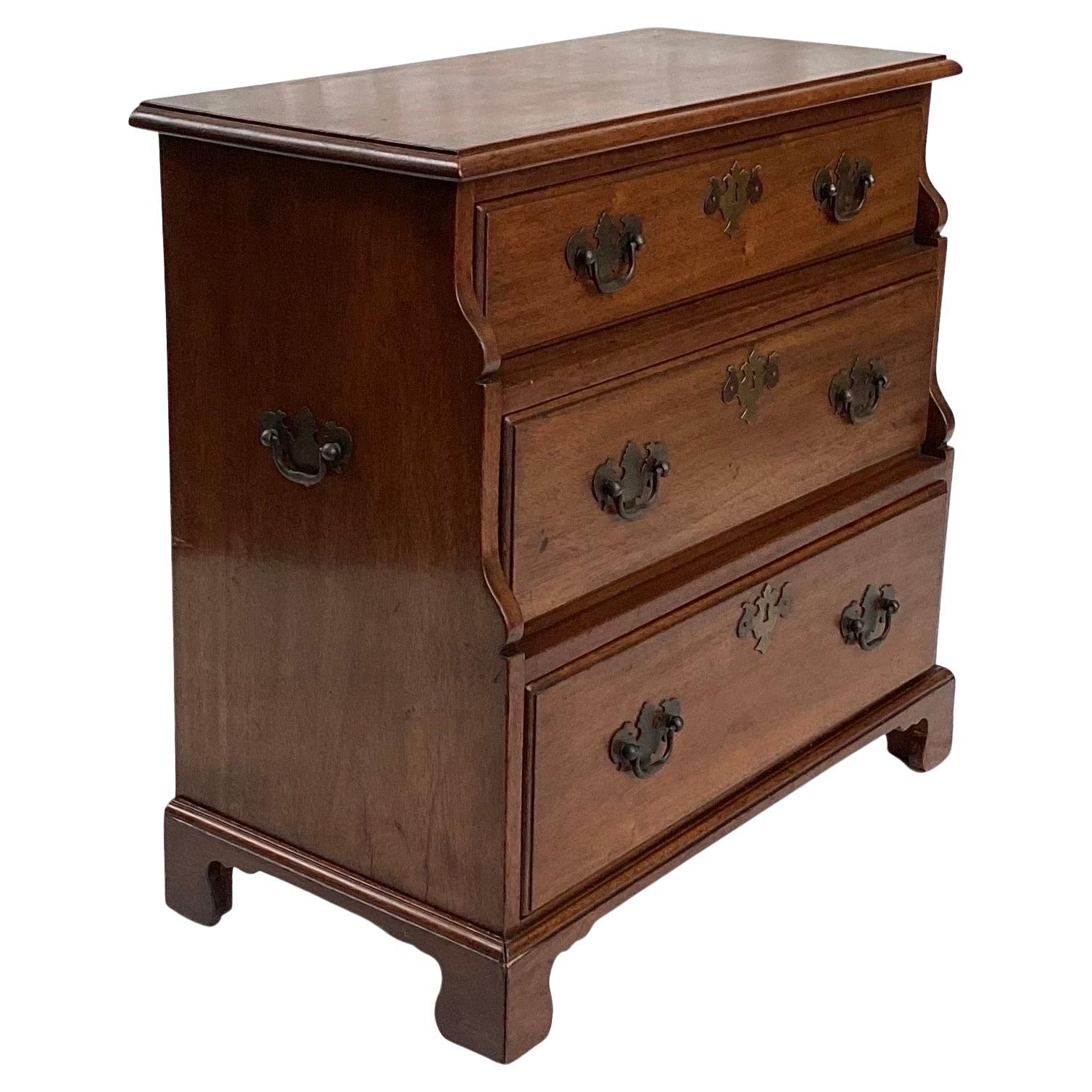 Vintage Mahogany Three Draw Small Chest or Night Stand with Step Back Drawers For Sale