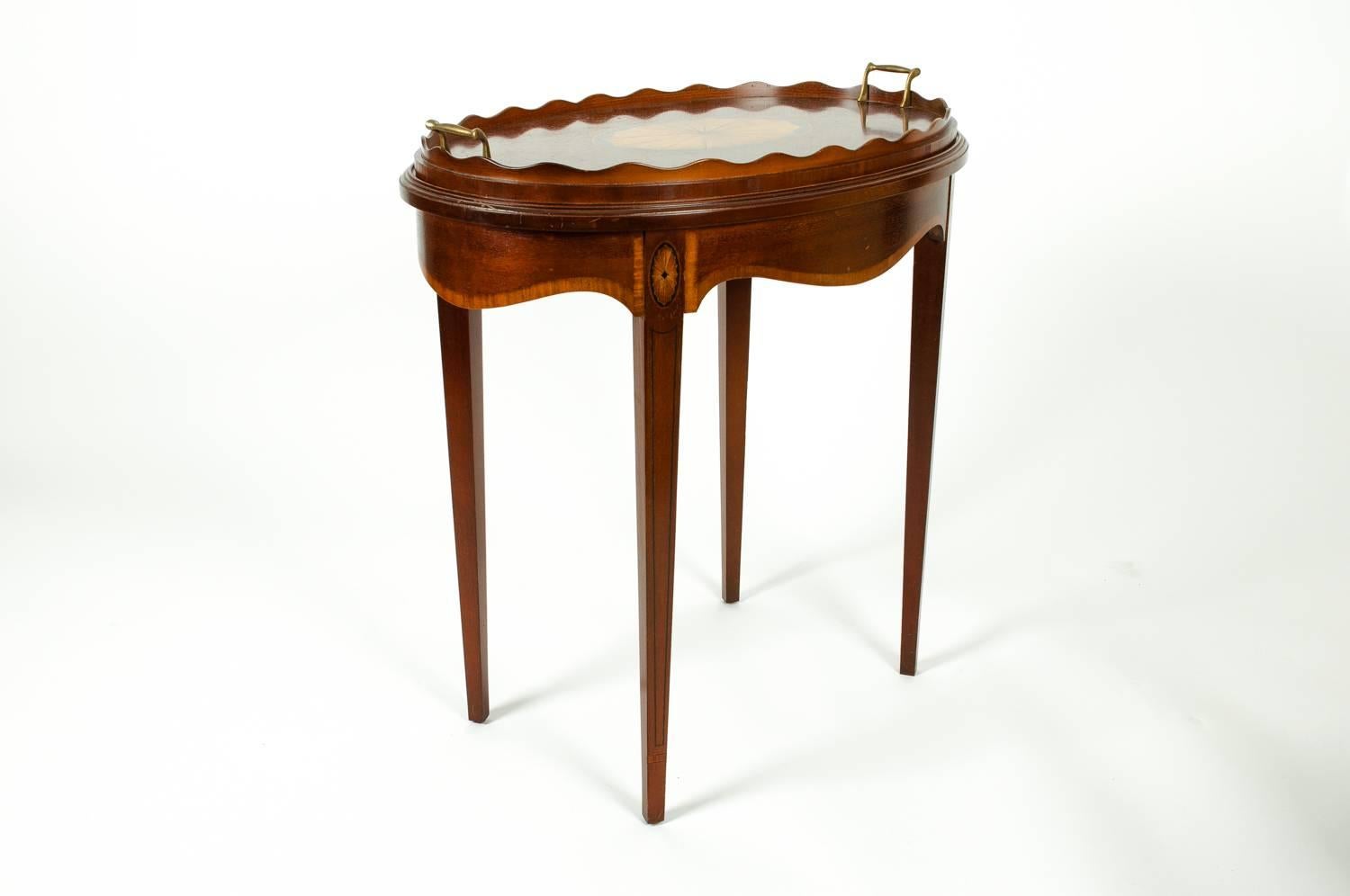 Early 20th Century Vintage Mahogany Tray Top Serving Side Table