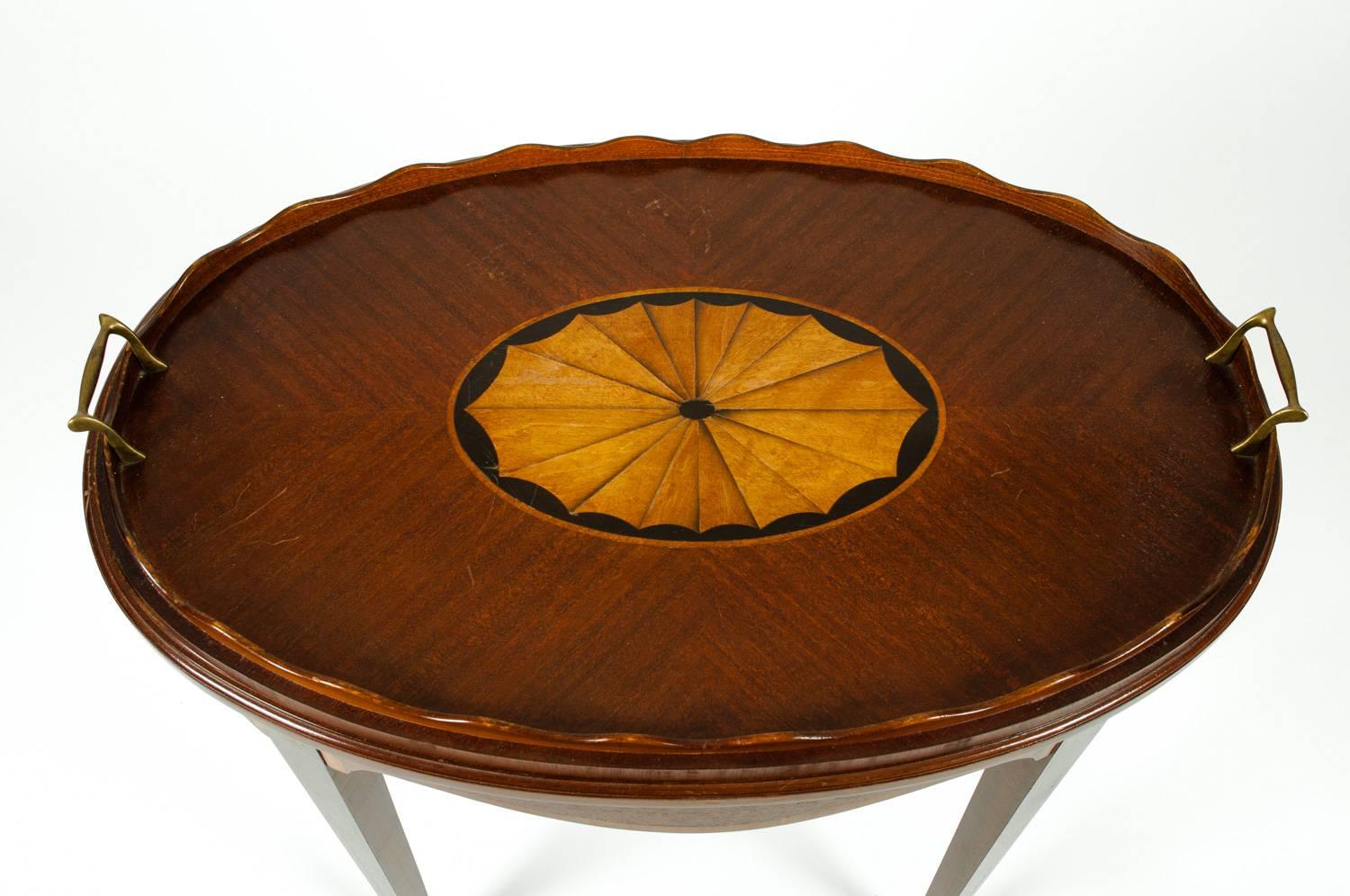 Vintage Mahogany Tray Top Serving Side Table 2