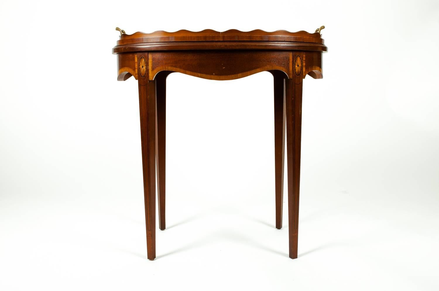 Vintage Mahogany Tray Top Serving Side Table 3