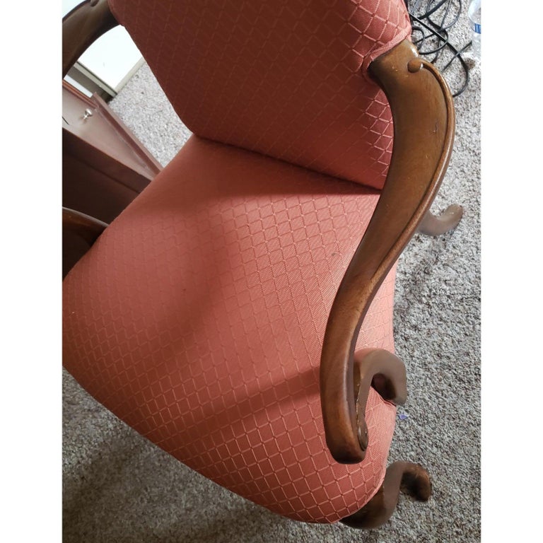 Late 20th Century Vintage Mahogany Upholstered Arm Chair For Sale