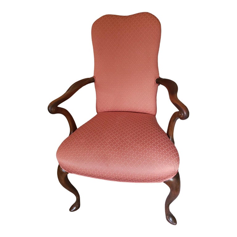 Vintage Mahogany Upholstered Arm Chair For Sale