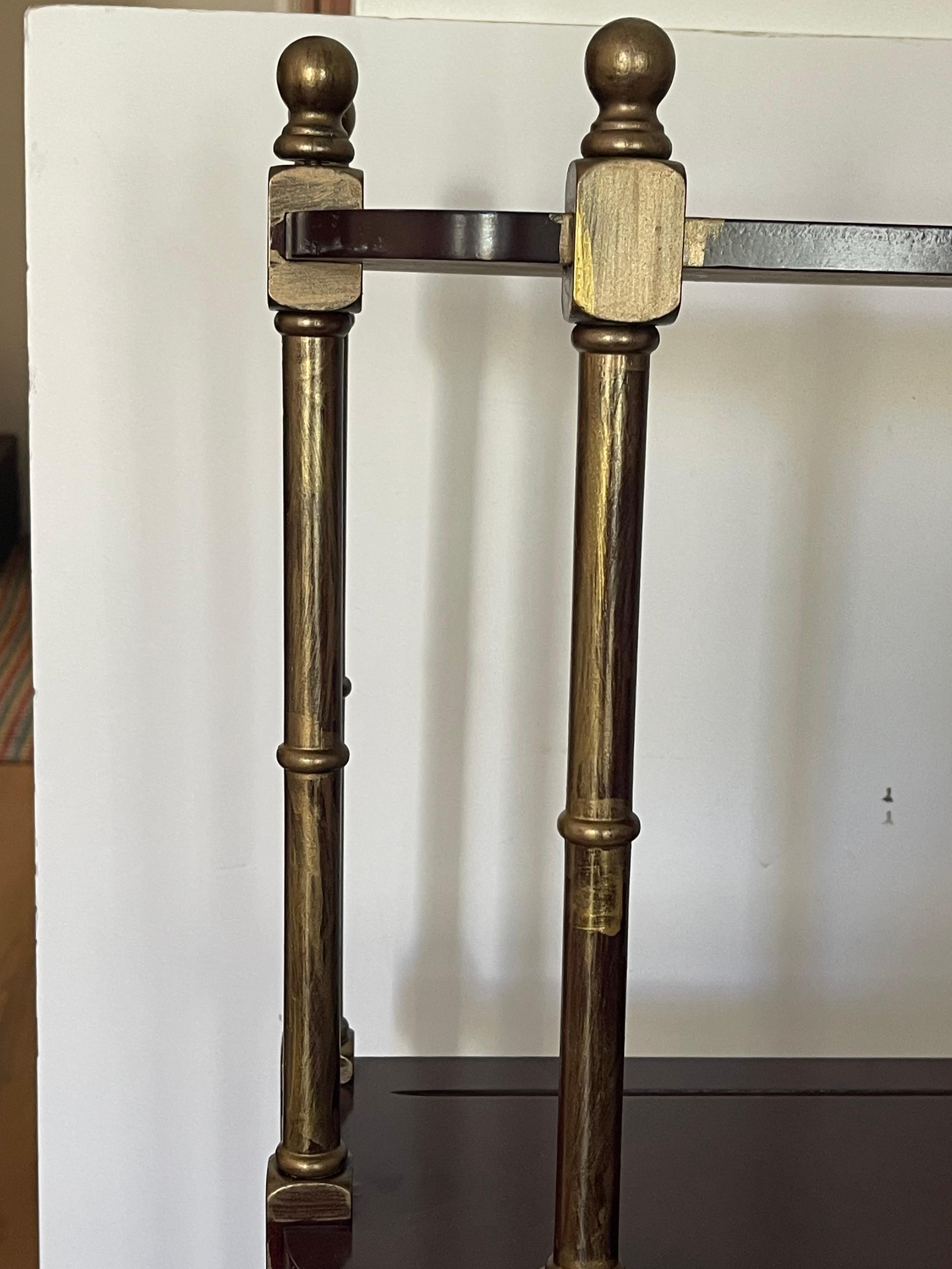 Mid-20th Century Vintage Mahogany Wall Shelf Display with Gold Bronze Wash For Sale