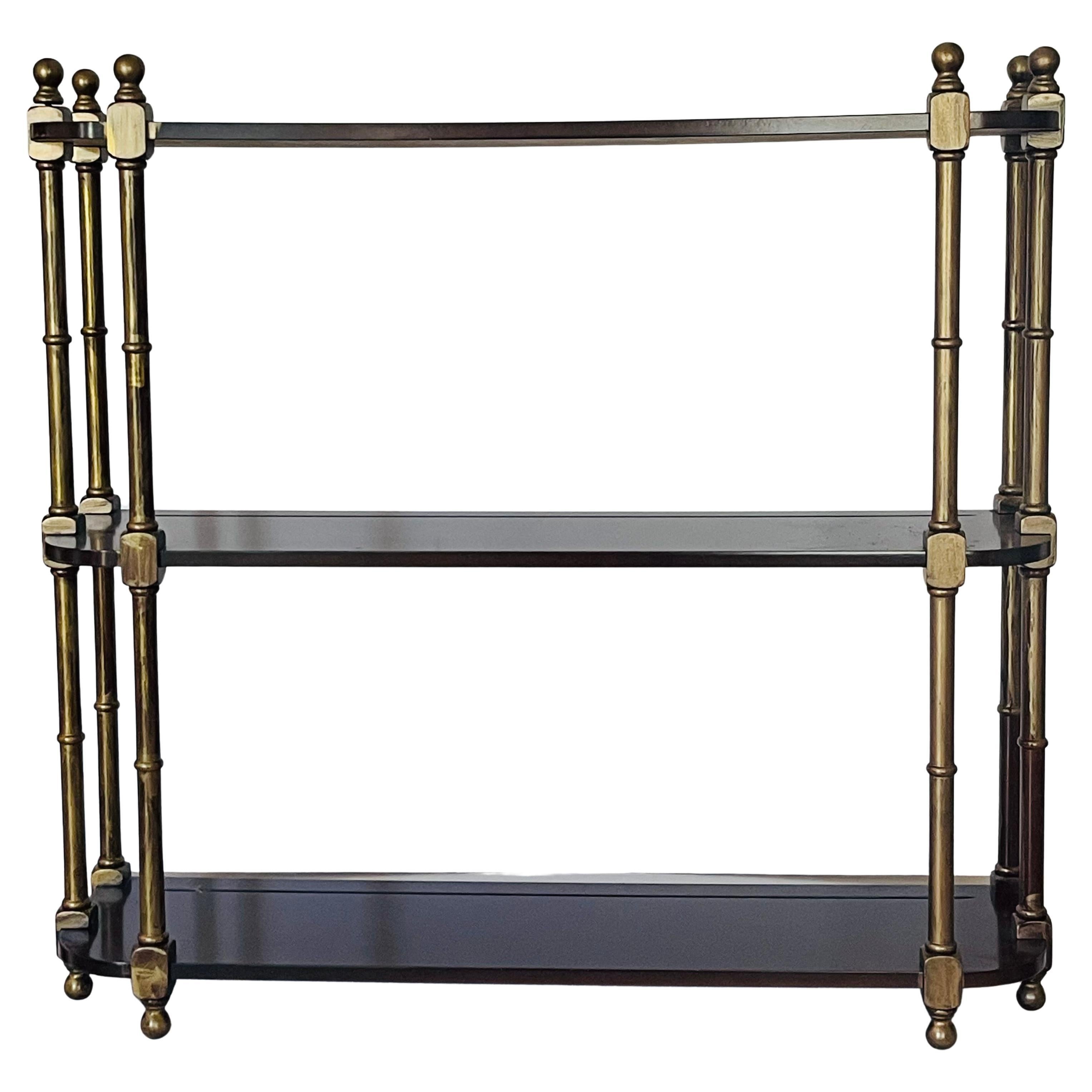 Vintage Mahogany Wall Shelf Display with Gold Bronze Wash