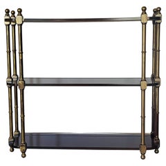 Vintage Mahogany Wall Shelf Display with Gold Bronze Wash