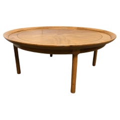Vintage Mahogany Wood Round Coffee Table with Butterfly Joinery by Tomlinson