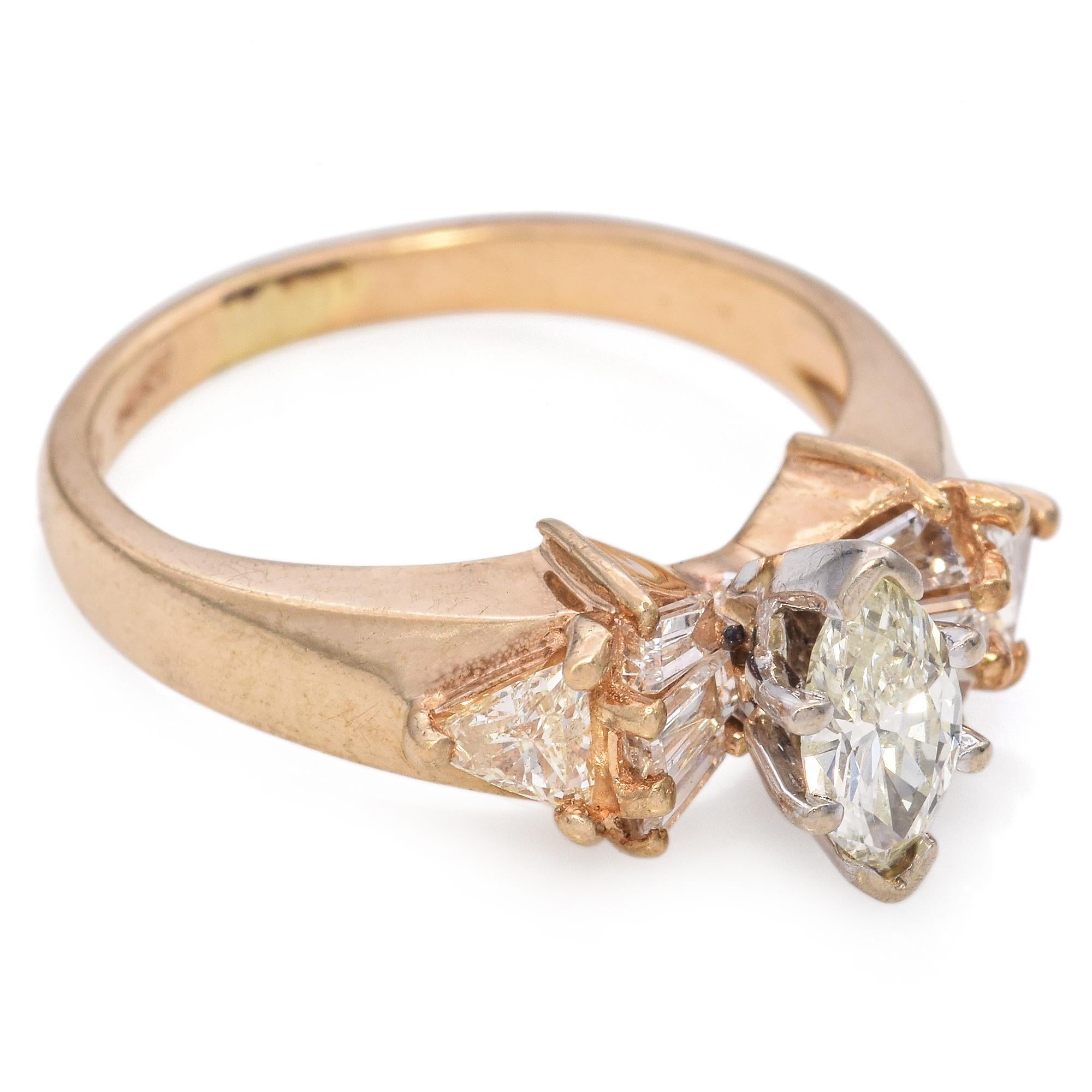 Rétro Anello di fidanzamento con diamante vintage Maico in oro giallo 14K 0,73 TCW in vendita