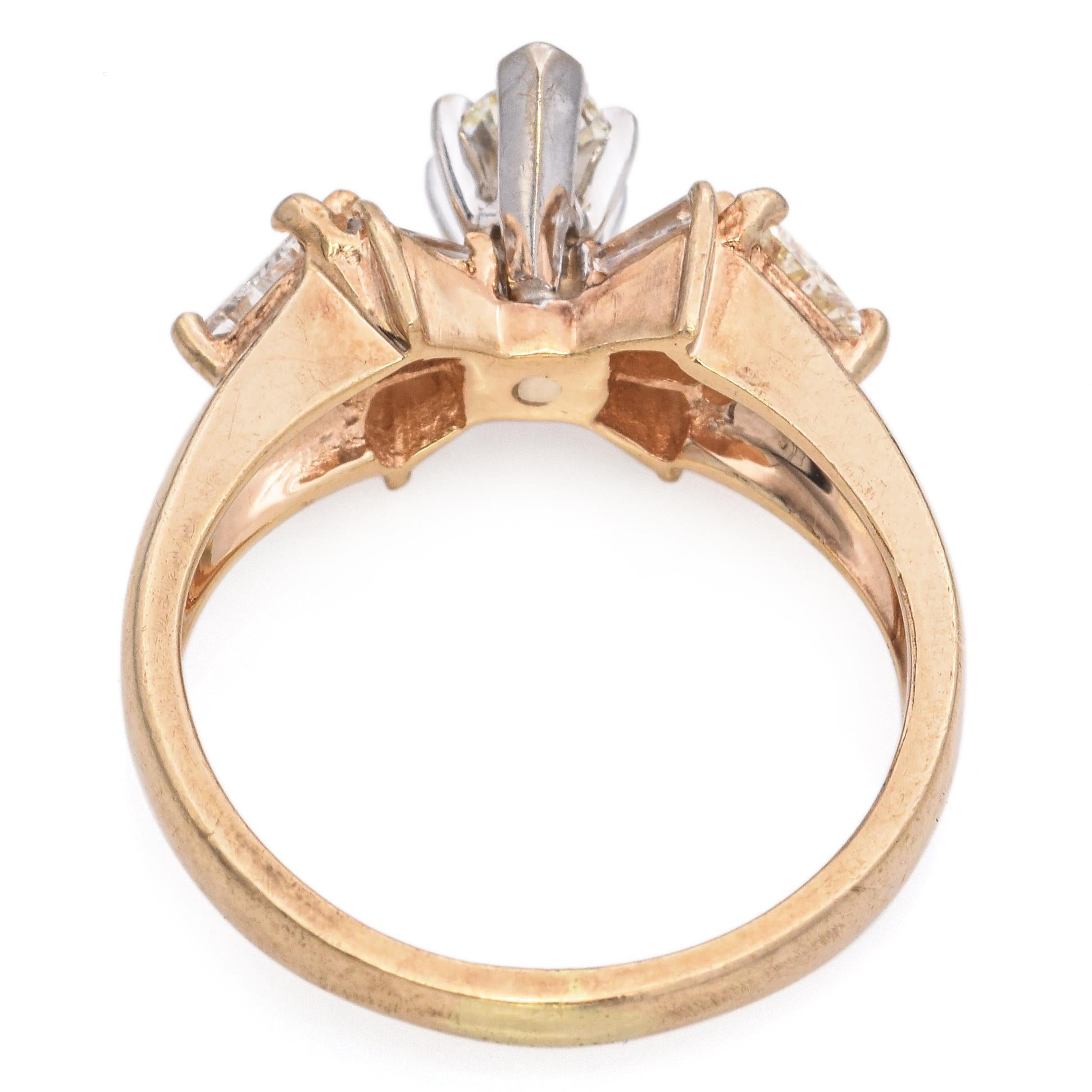Taglio marquise Anello di fidanzamento con diamante vintage Maico in oro giallo 14K 0,73 TCW in vendita