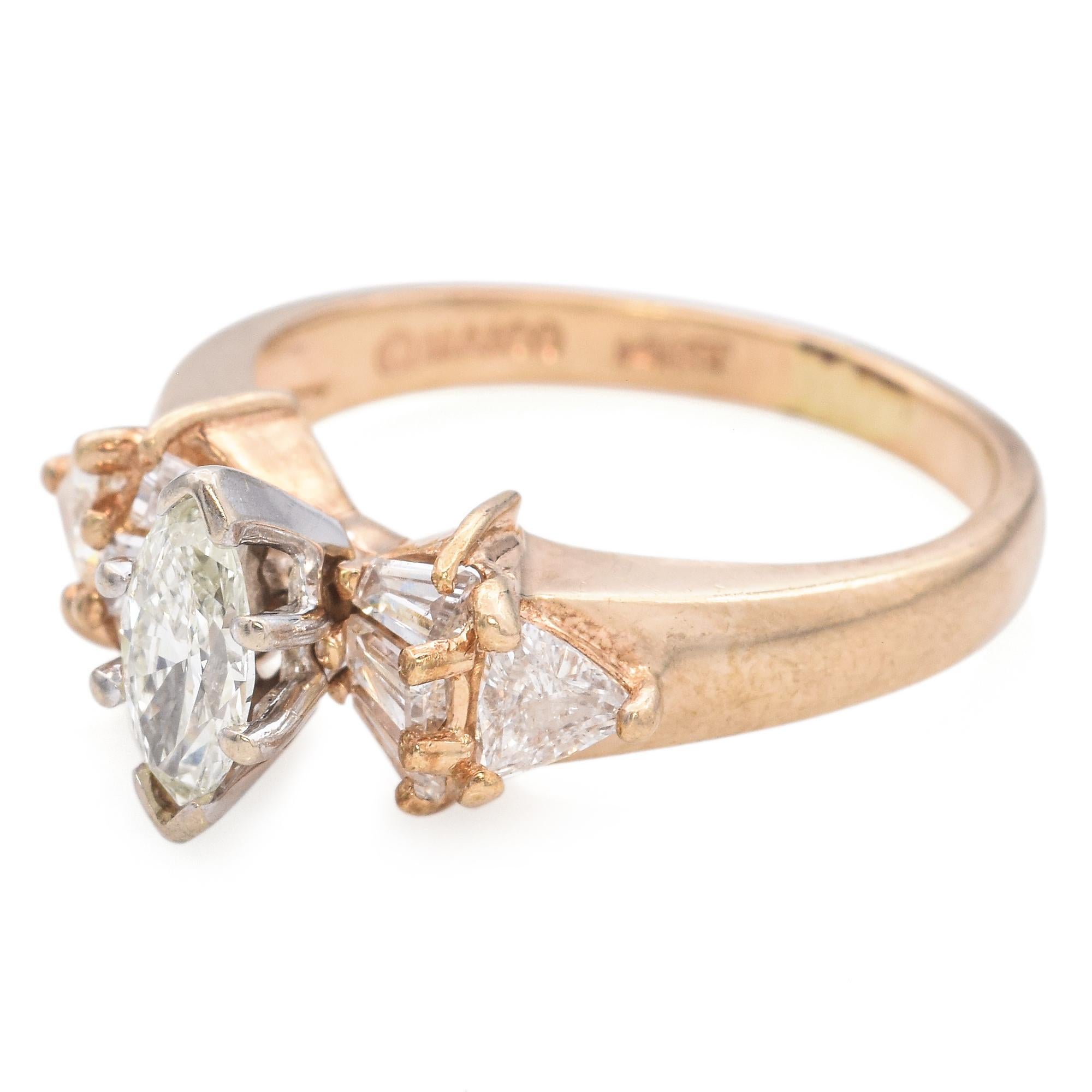 Anello di fidanzamento con diamante vintage Maico in oro giallo 14K 0,73 TCW In condizioni buone in vendita a New York, NY