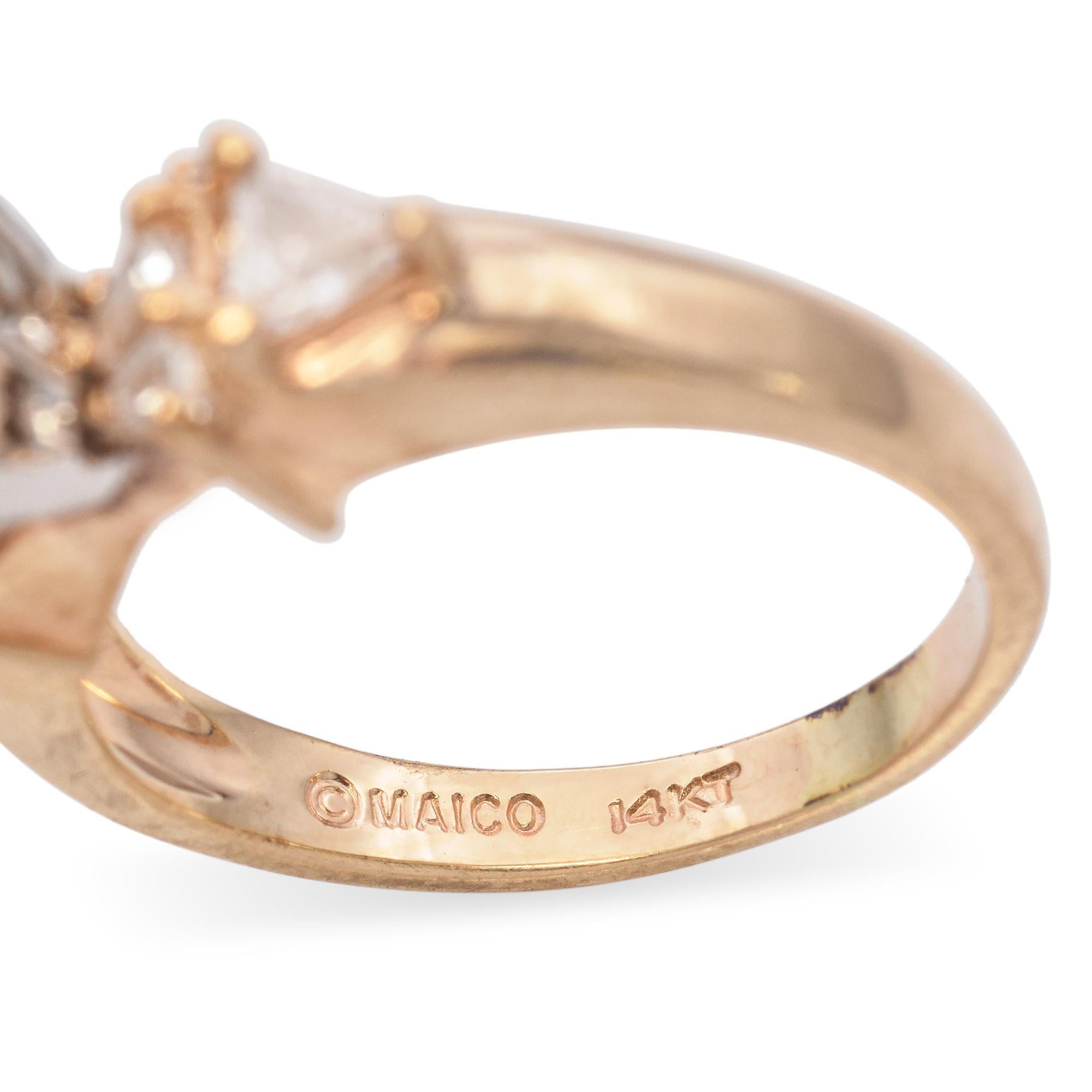 Donna Anello di fidanzamento con diamante vintage Maico in oro giallo 14K 0,73 TCW in vendita