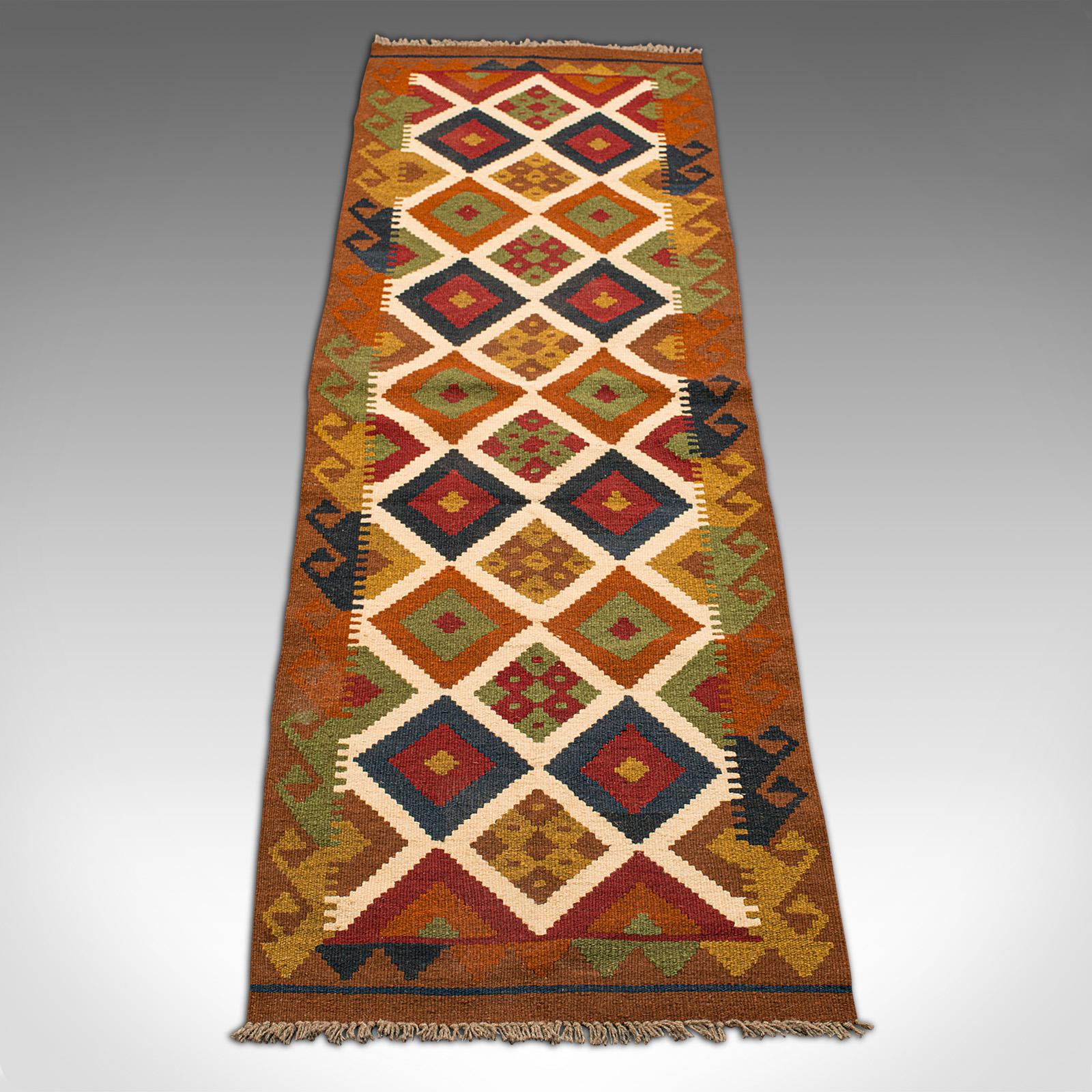 Textile Vintage Maimana Kilim Hall Runner, Caucasian, Decorative, Hallway Carpet, Rug For Sale