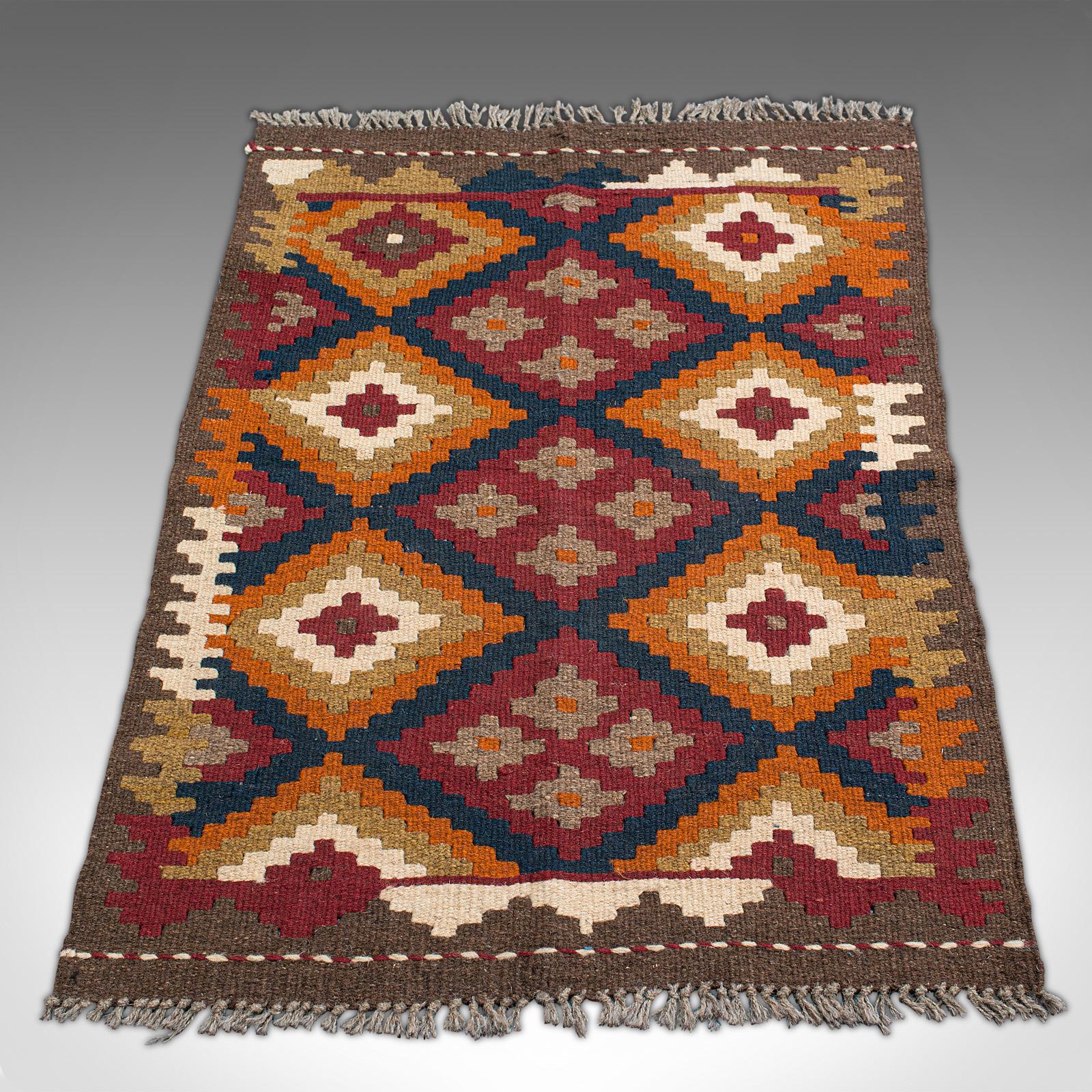 Textile Vintage Maimana Kilim Rug, Caucasian, Decorative Carpet, Prayer Mat, Late 20th C For Sale
