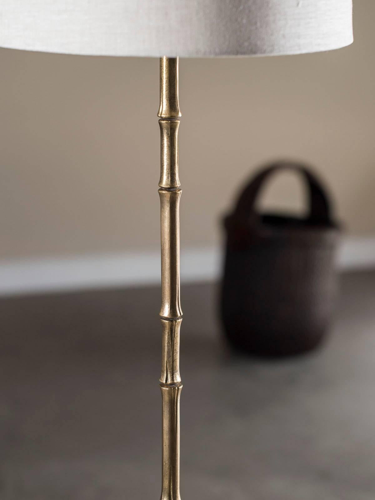 Mid-20th Century Vintage Maison Baguès French Faux Bamboo Brass Floor Lamp, circa 1940