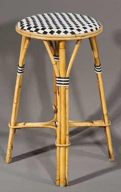 Tabouret de bar de bistrot français en rotin de la Maison Gatti Vintage