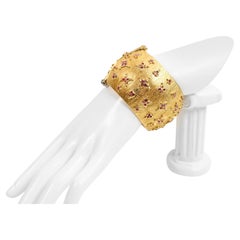 Vintage Maison Goossens for YSL Gold Bracelet with Pink Crystals Circa 1980s