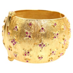 Vintage Maison Goossens for YSL Gold Tone Bracelet with Pink Crystals