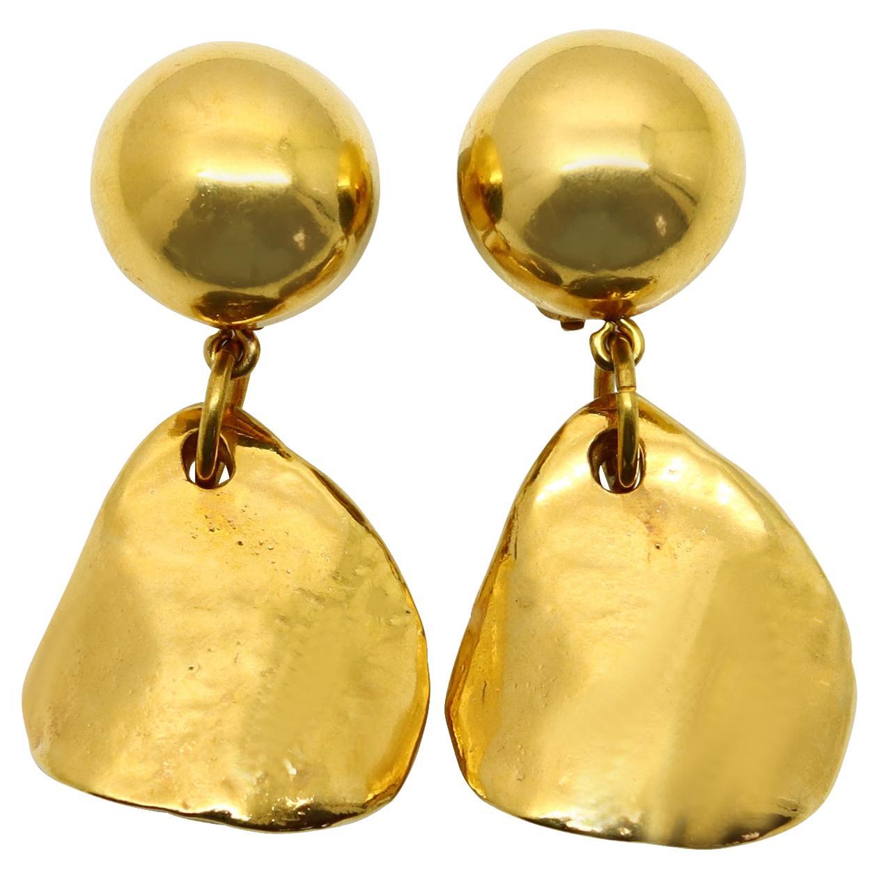 Vintage Maison Goossens Yves Saint Laurent YSL Gold Earrings Circa `1990s