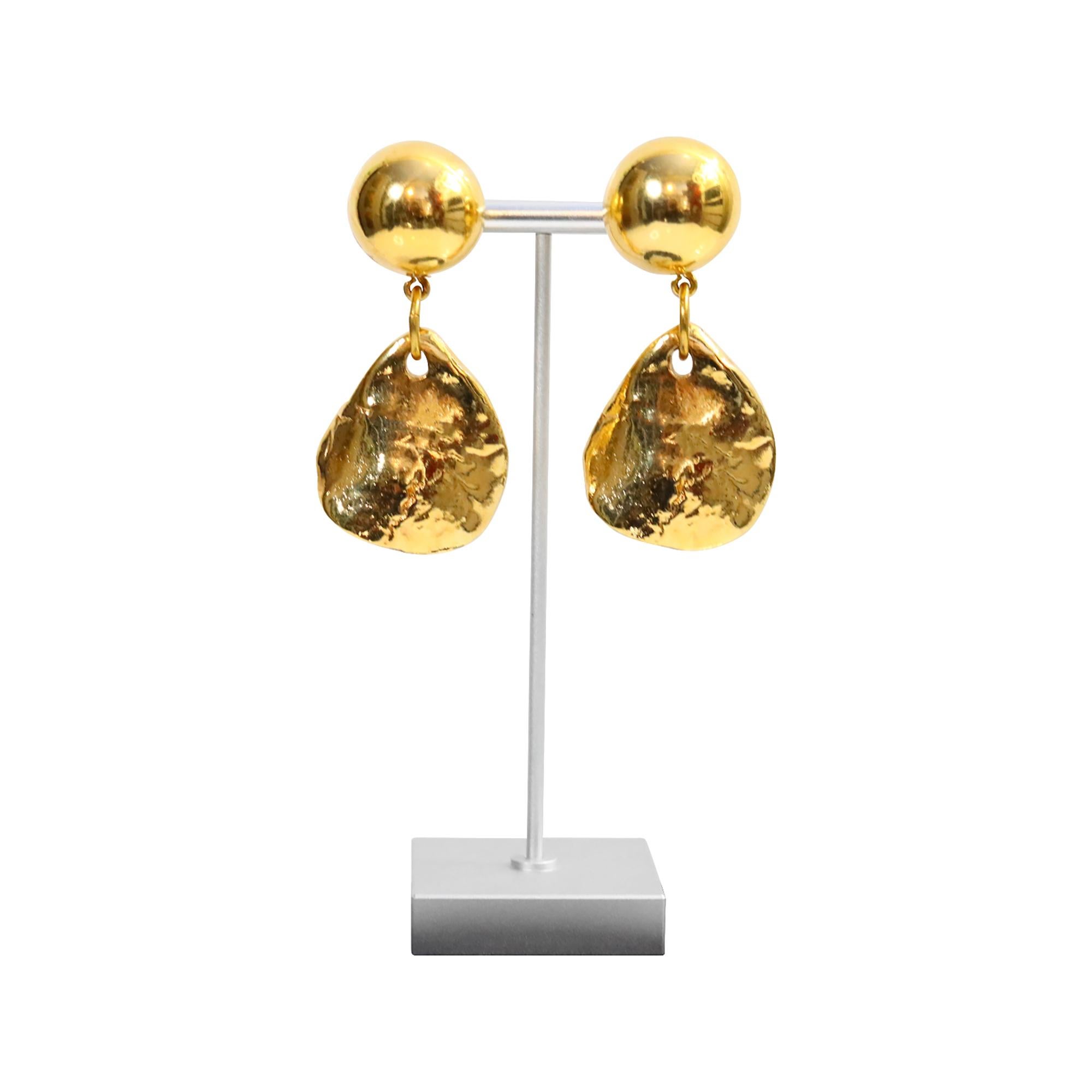 Pendientes de oro vintage Maison Goossens Yves Saint Laurent YSL Circa `1990s en venta 3